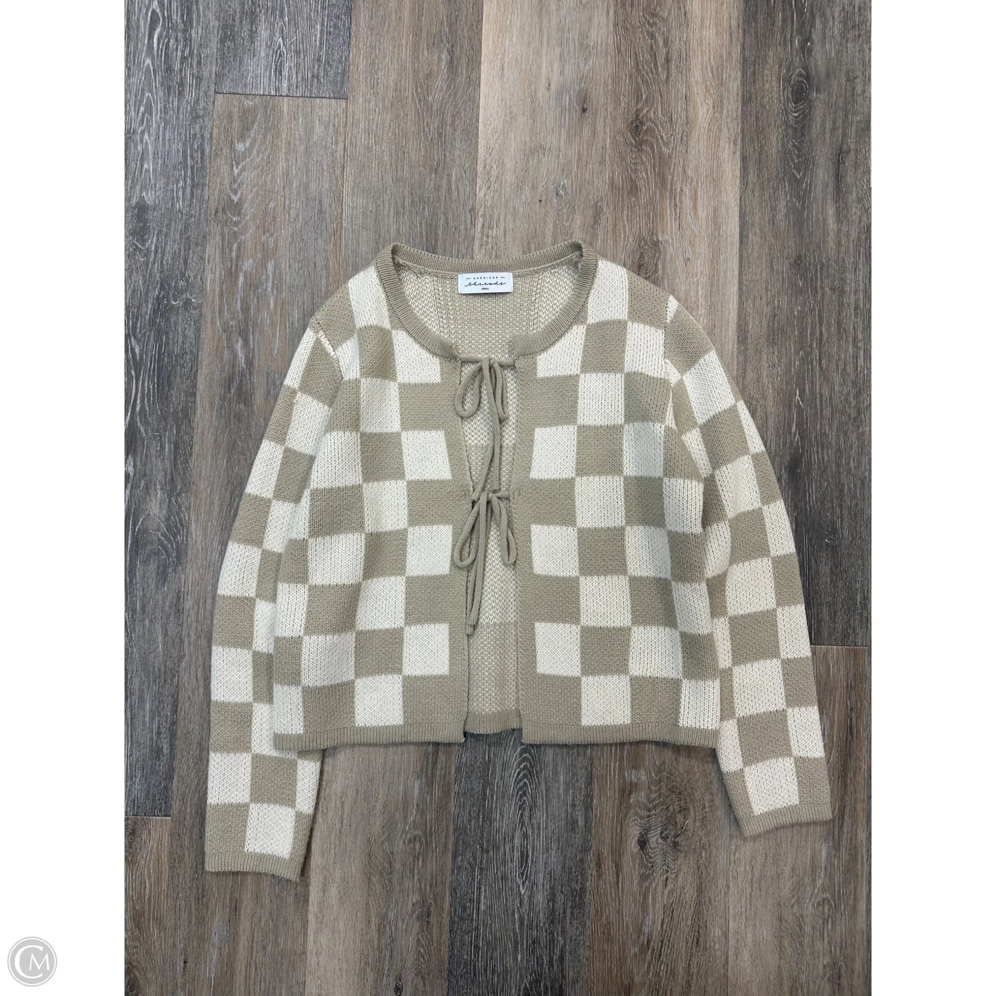Sweater Cardigan By American Thread In Checkered Pattern, Size: S