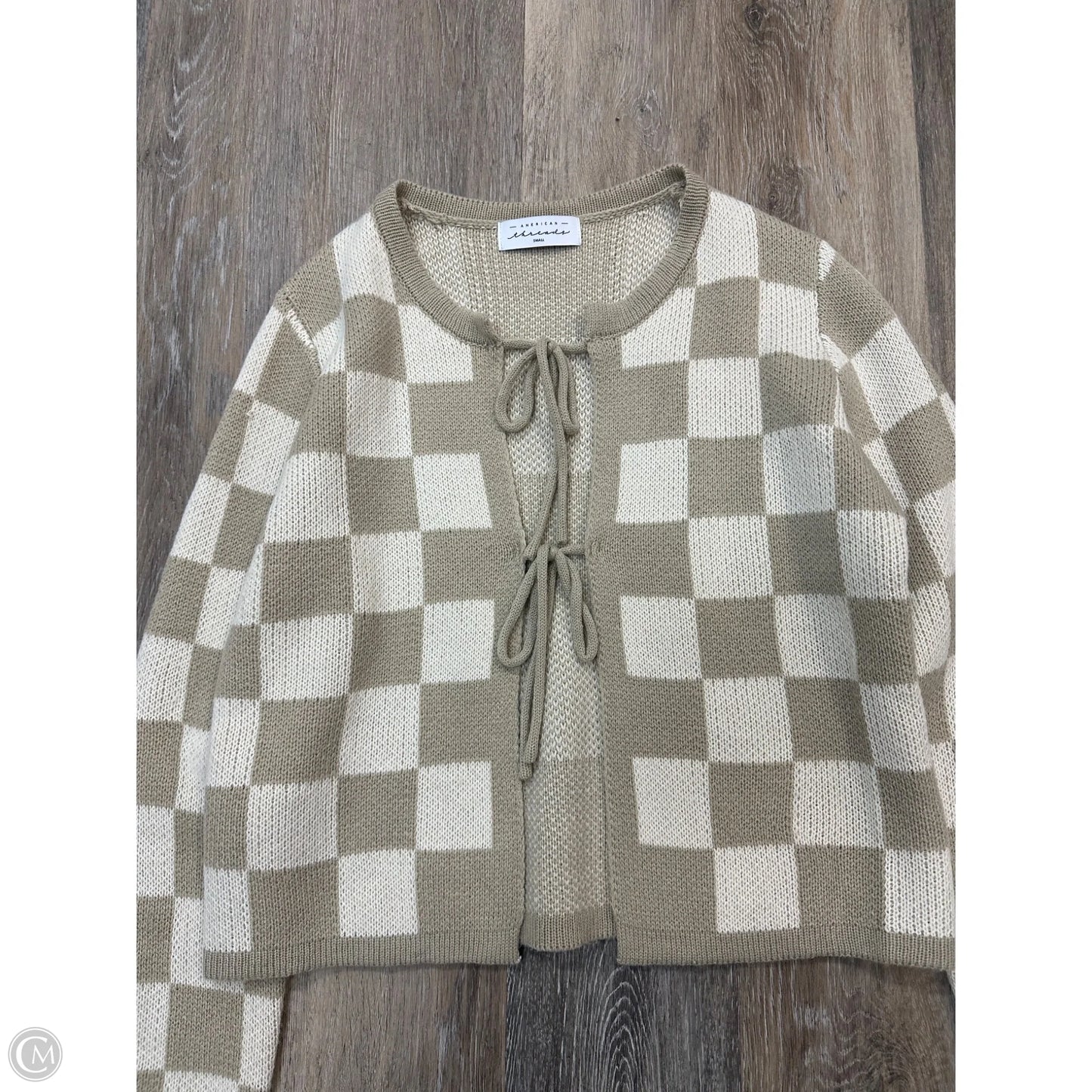 Sweater Cardigan By American Thread In Checkered Pattern, Size: S