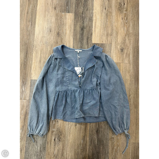 Blouse Long Sleeve By Baevely In Blue Denim, Size: L