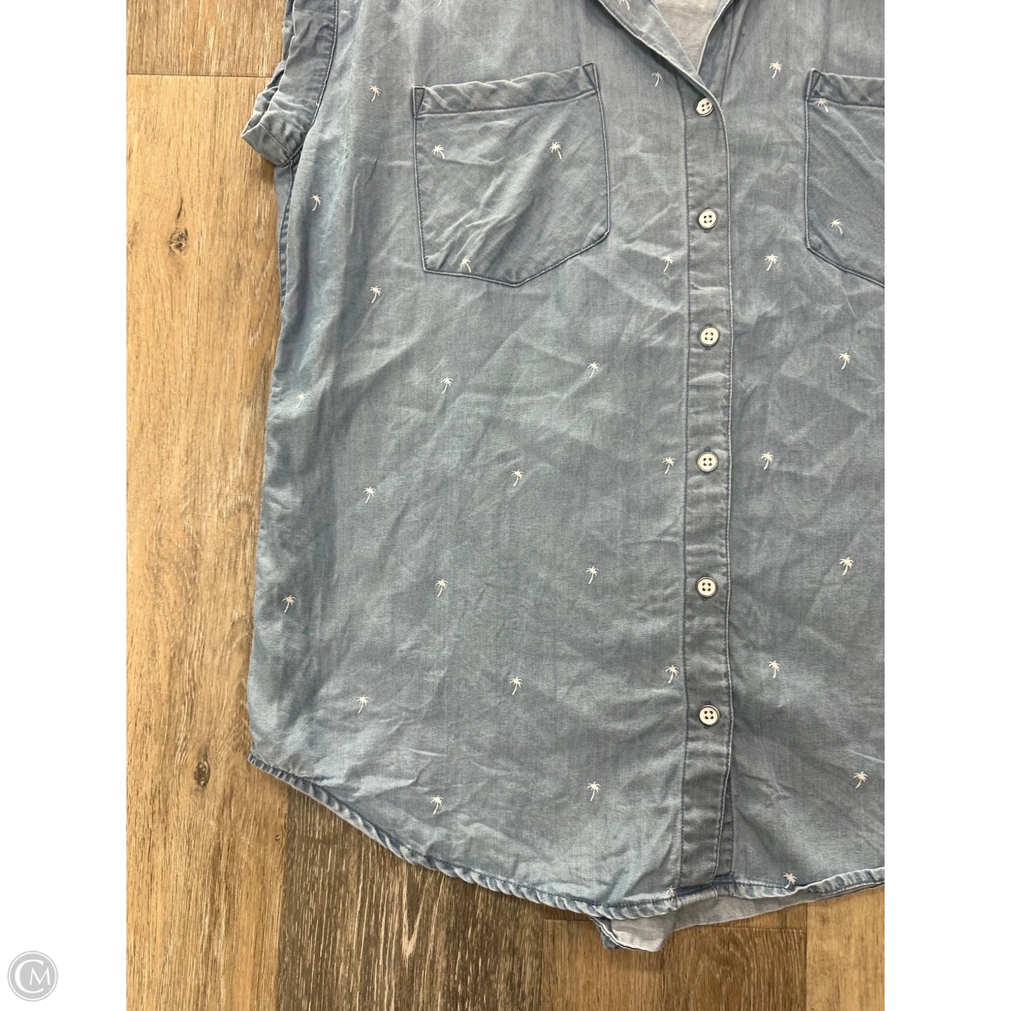 Top Short Sleeve By Jachs Girlfirend In Blue Denim, Size: M