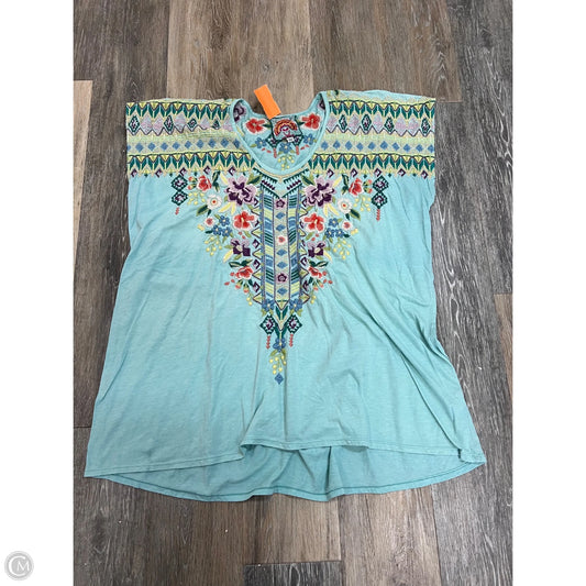 Top Short Sleeve By Johnny Was In Blue, Size: 1x