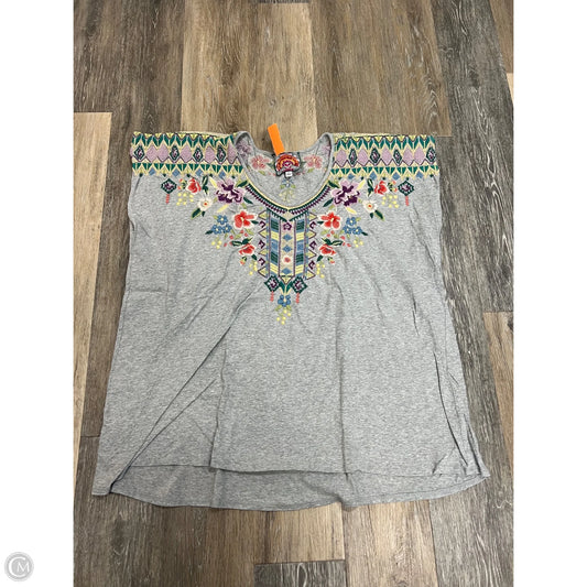 Top Short Sleeve By Johnny Was In Grey, Size: 1x