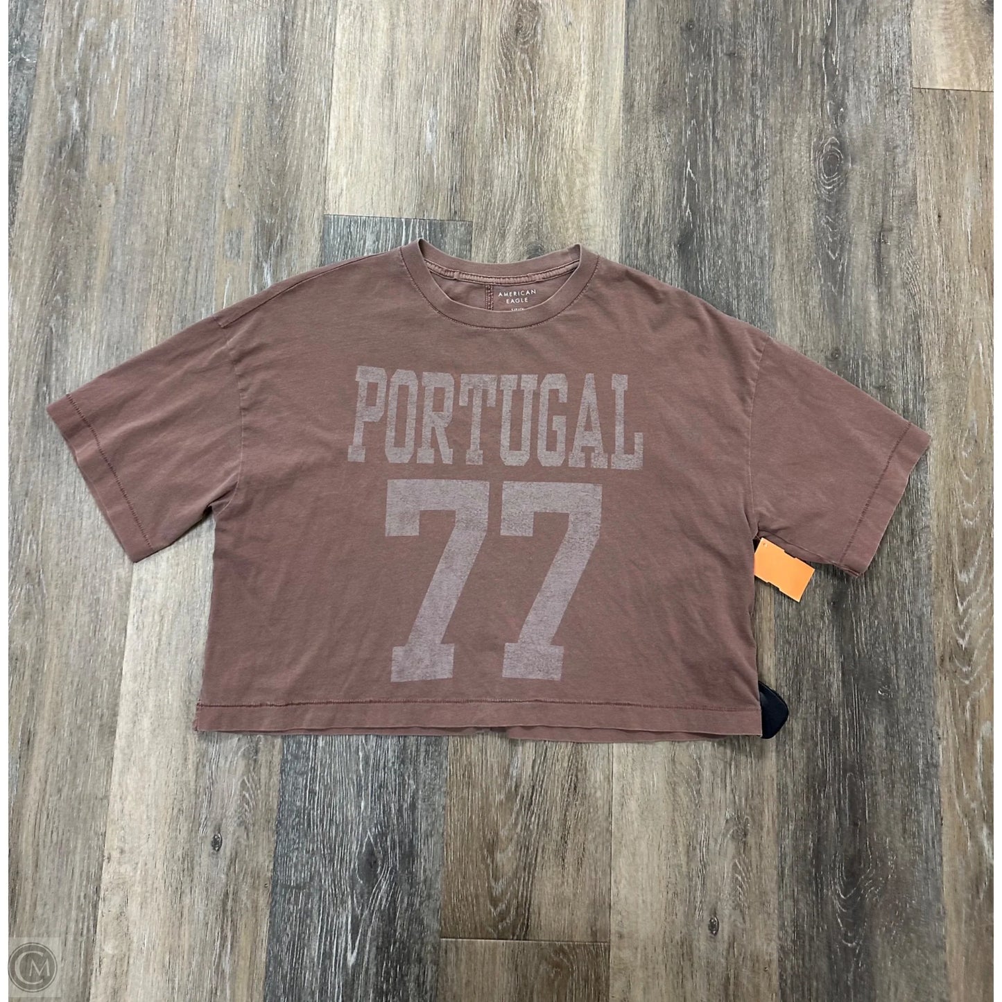 Top Short Sleeve By American Eagle In Brown, Size: S