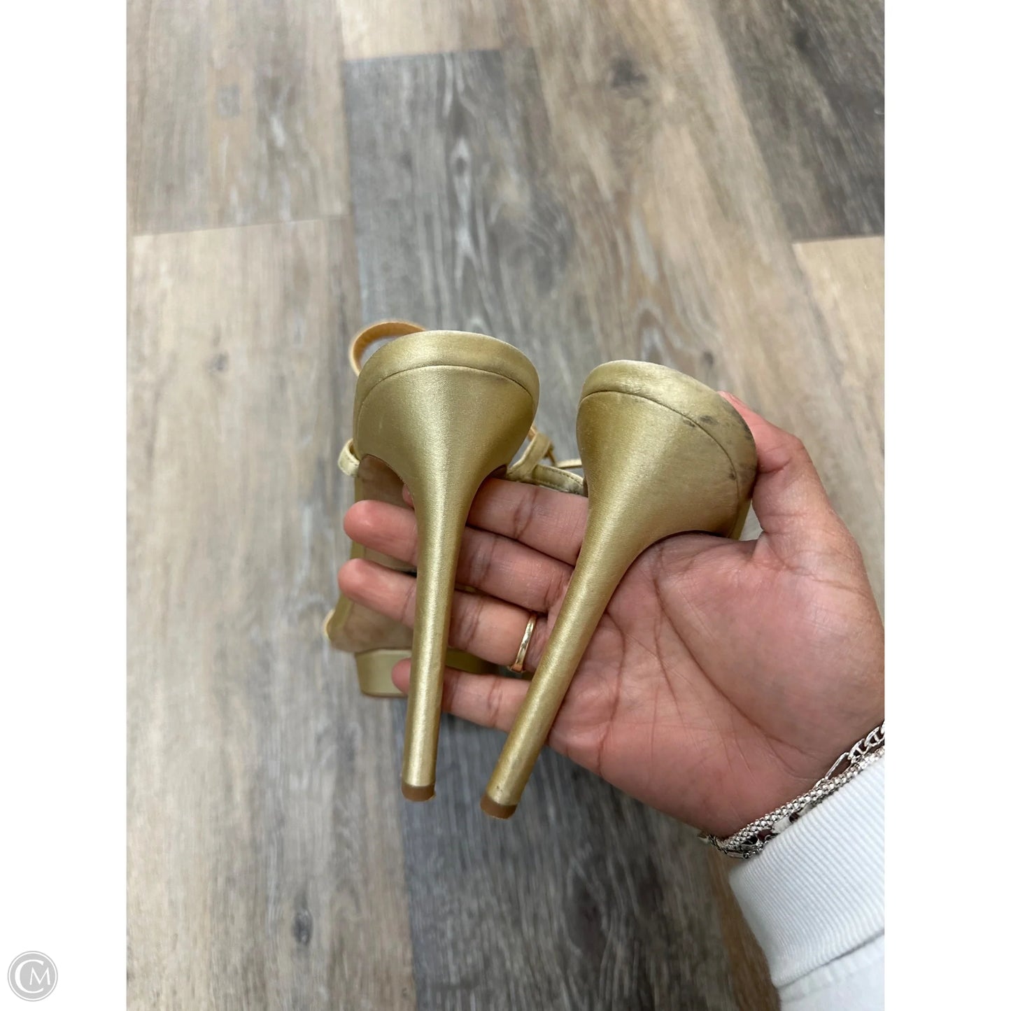 Shoes Heels Stiletto By Badgley Mischka In Gold, Size: 9.5