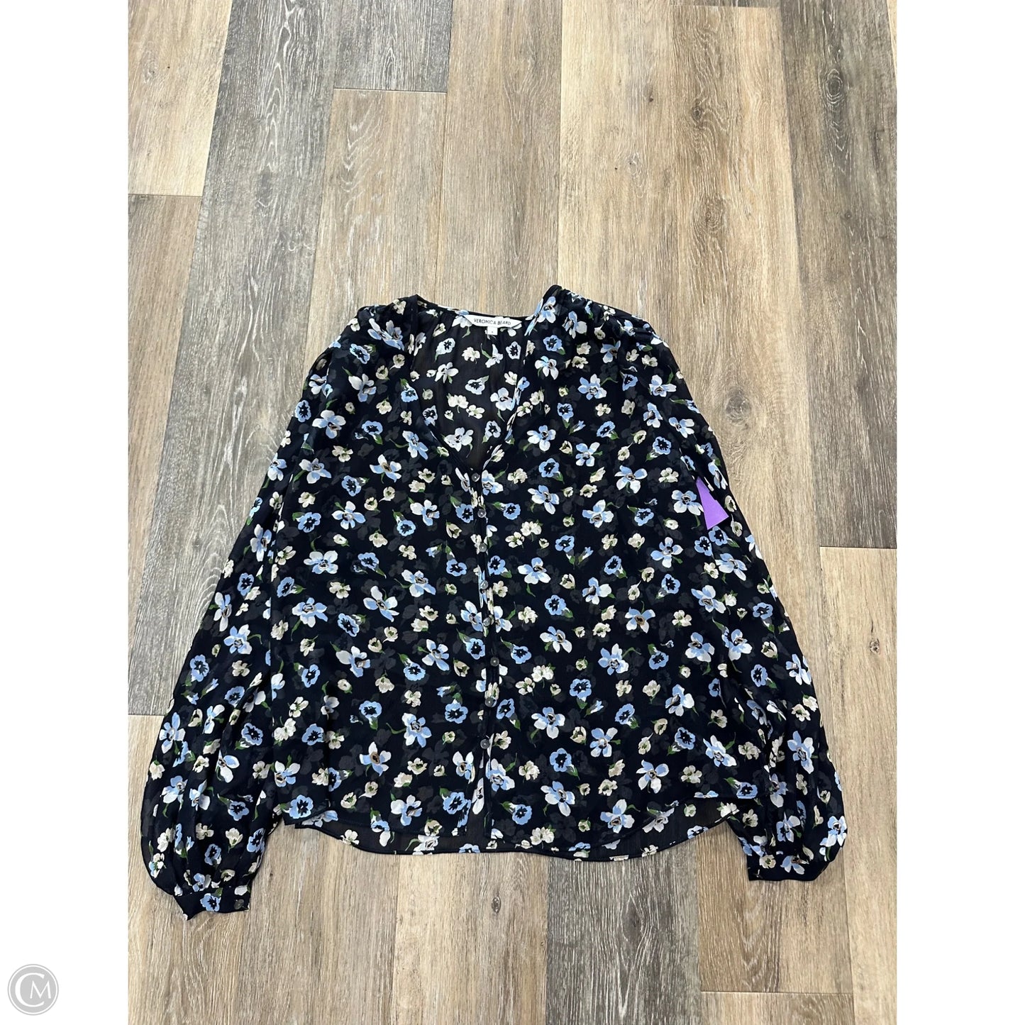 Blouse Long Sleeve By Veronica Beard In Navy, Size: M