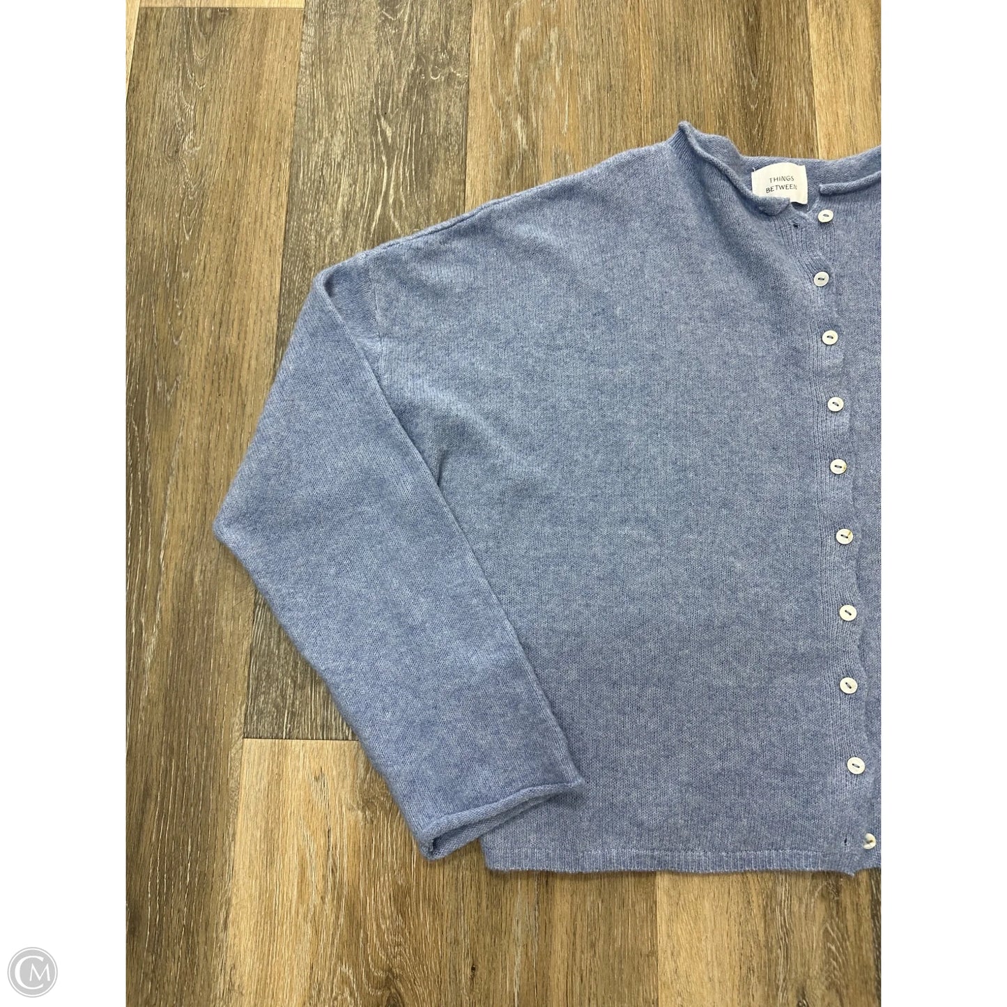 Sweater Cardigan By Things Between In Blue, Size: L
