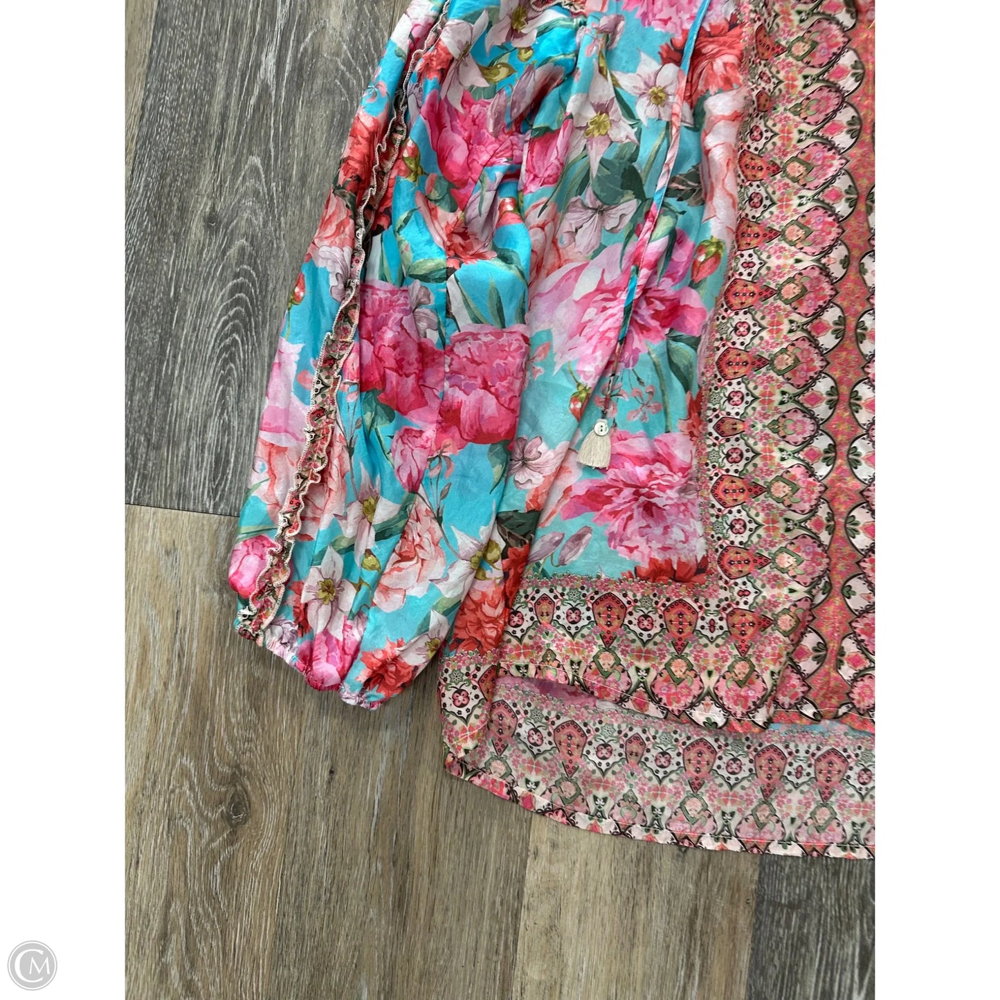 Blouse Long Sleeve By Johnny Was In Floral Print, Size: M