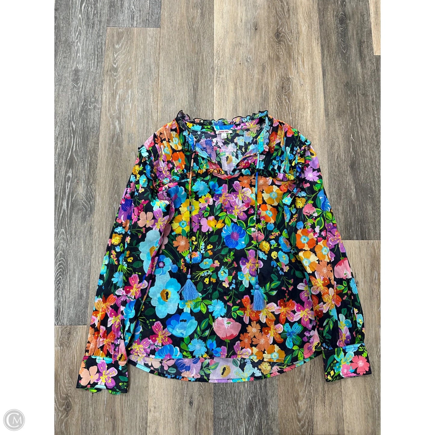Blouse Long Sleeve By Johnny Was In Floral Print, Size: L