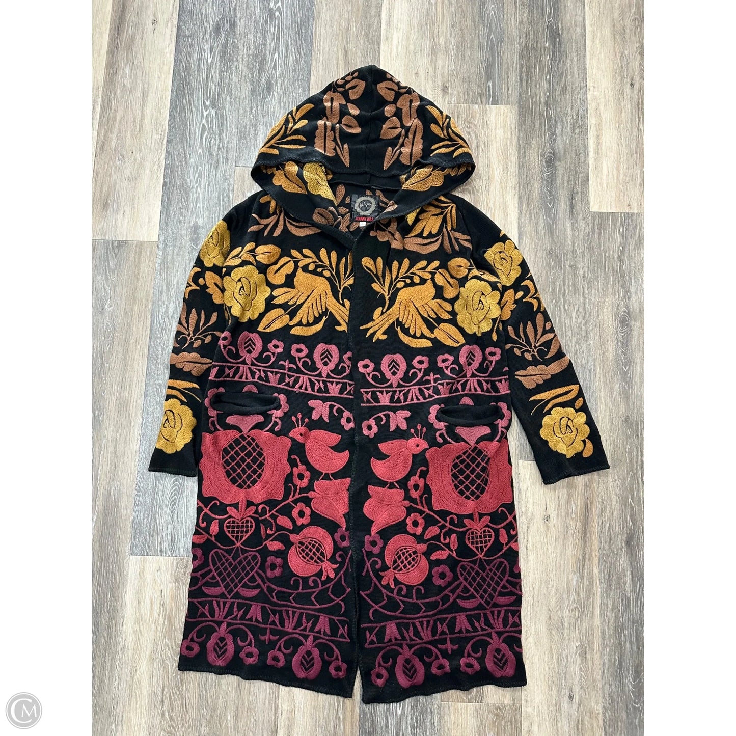 Sweater Cardigan By Johnny Was In Black, Size: L