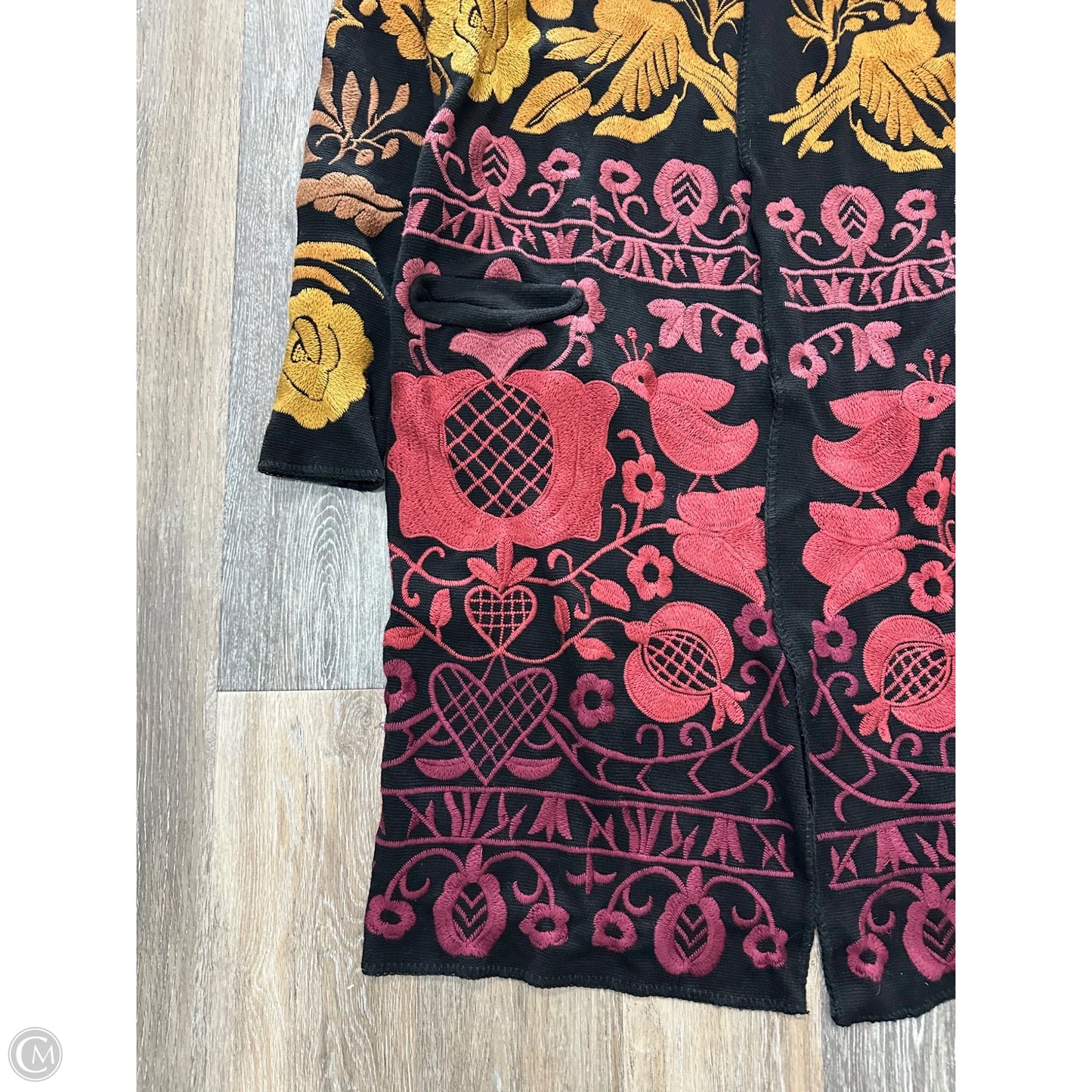 Sweater Cardigan By Johnny Was In Black, Size: L
