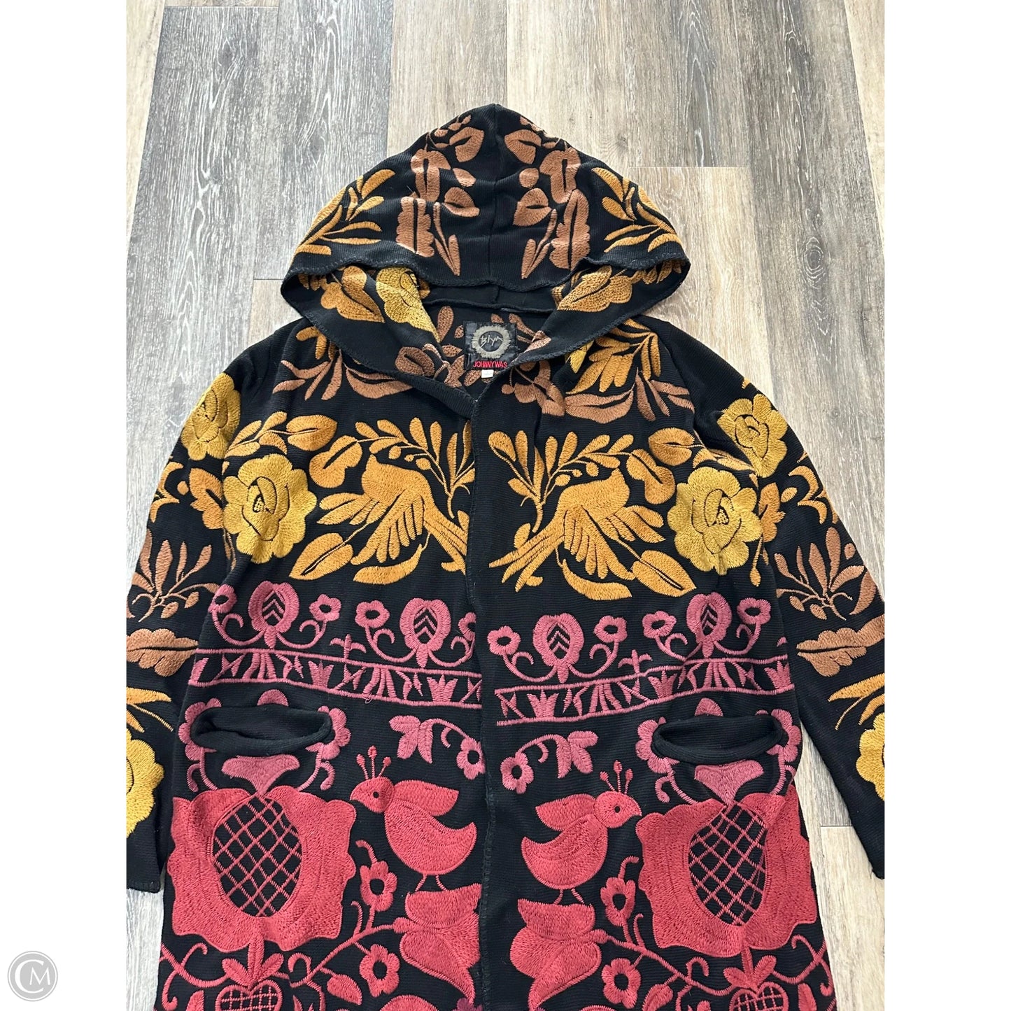 Sweater Cardigan By Johnny Was In Black, Size: L