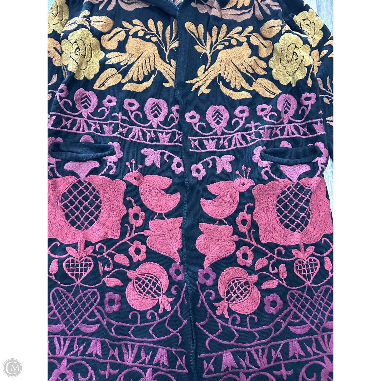 Sweater Cardigan By Johnny Was In Black, Size: L