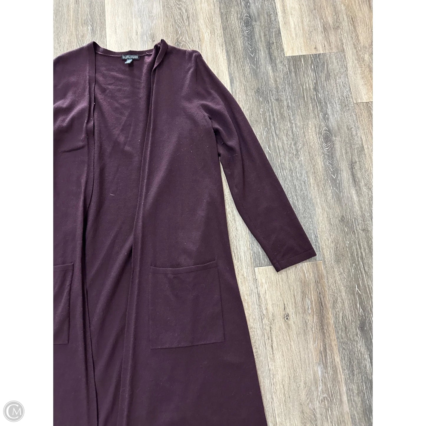 Sweater Cardigan By Eileen Fisher In Maroon, Size: S