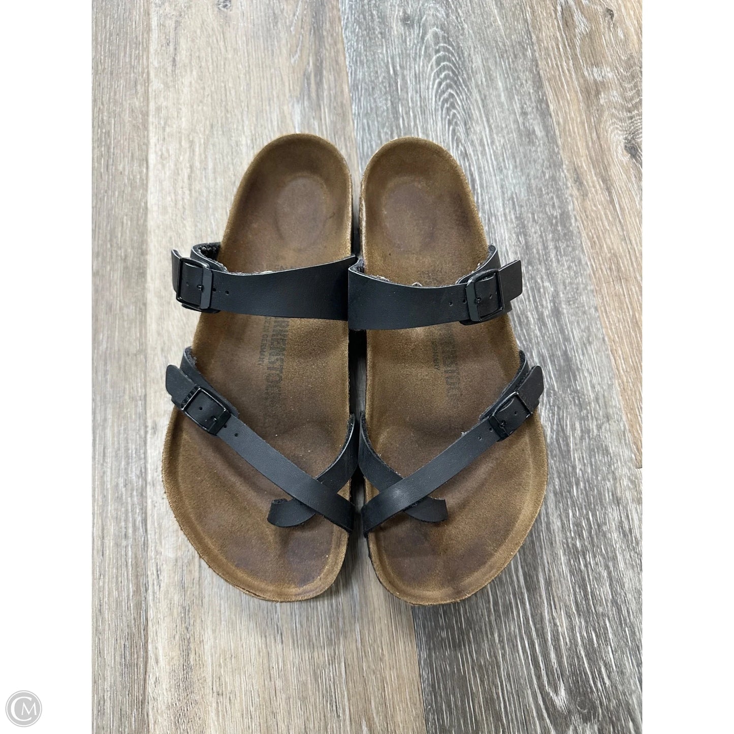 Sandals Flats By Birkenstock In Black, Size: 11