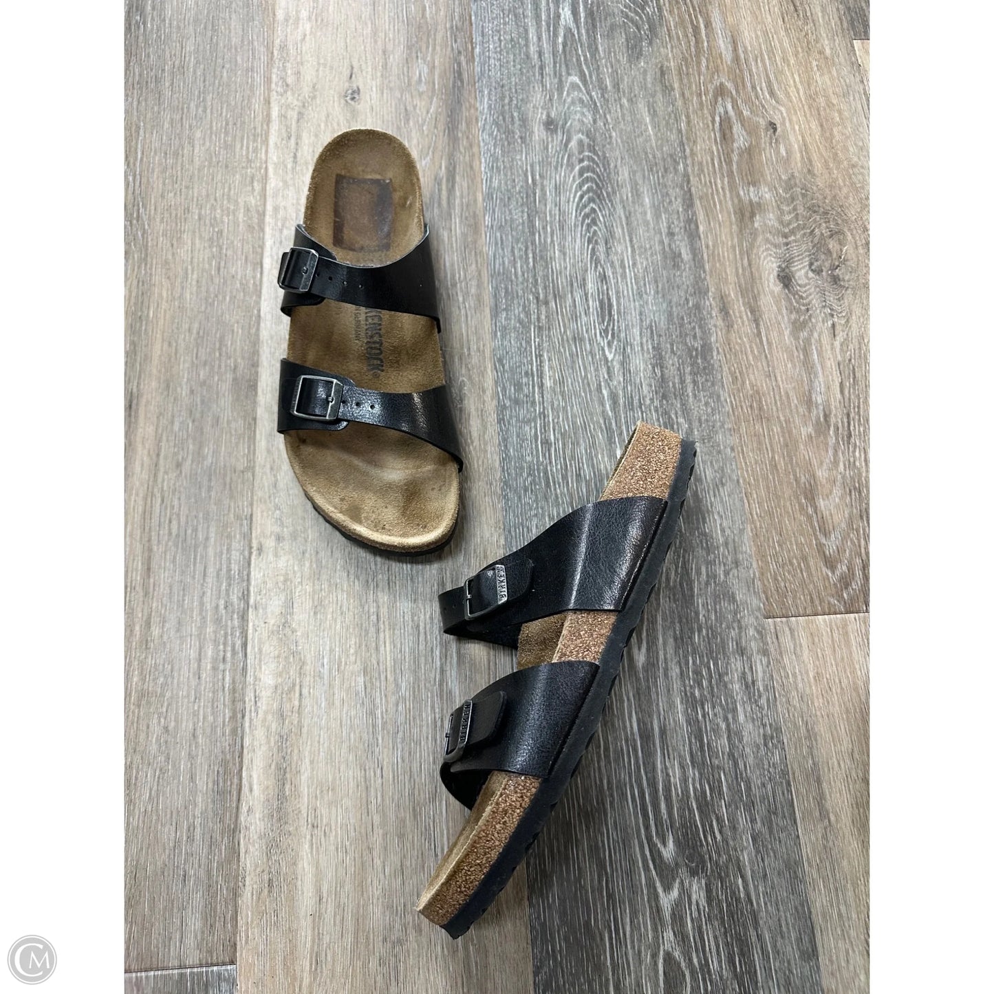 Sandals Flats By Birkenstock In Black, Size: 10