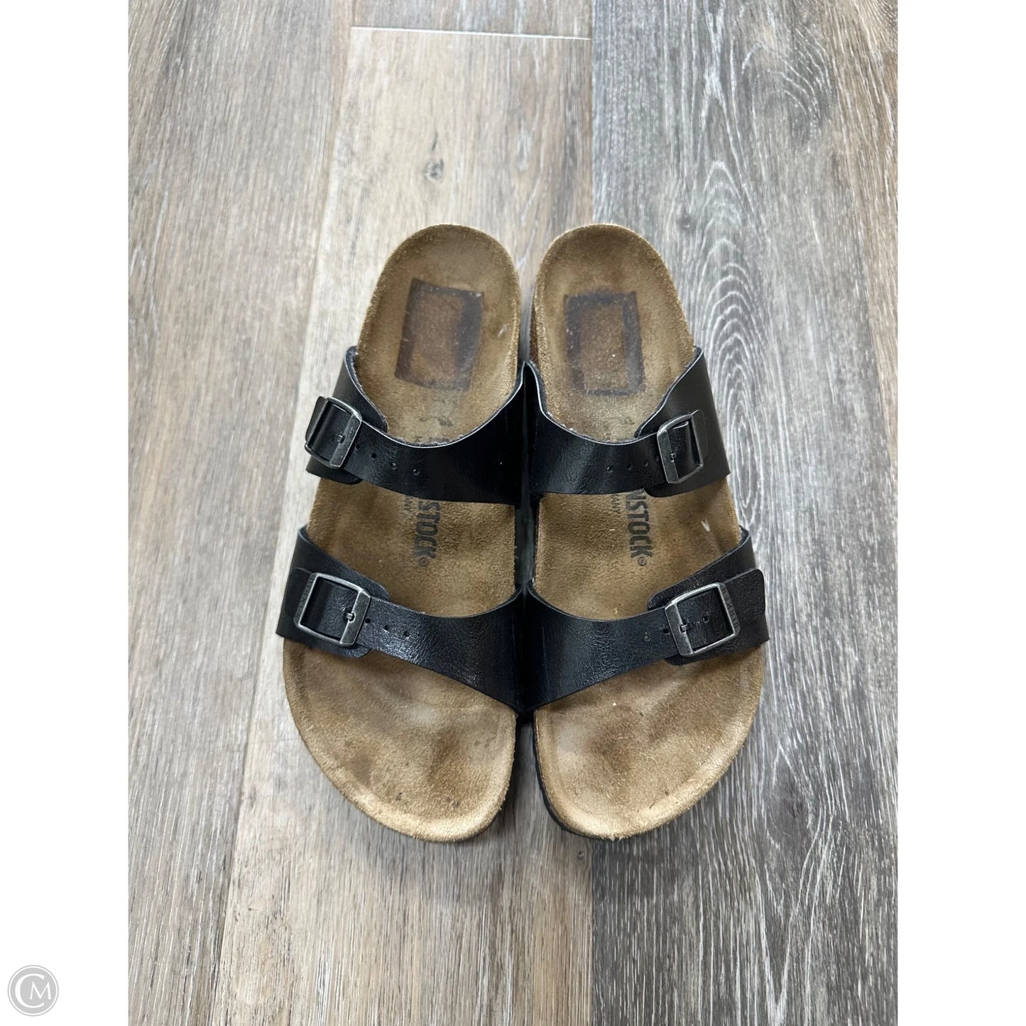 Sandals Flats By Birkenstock In Black, Size: 10