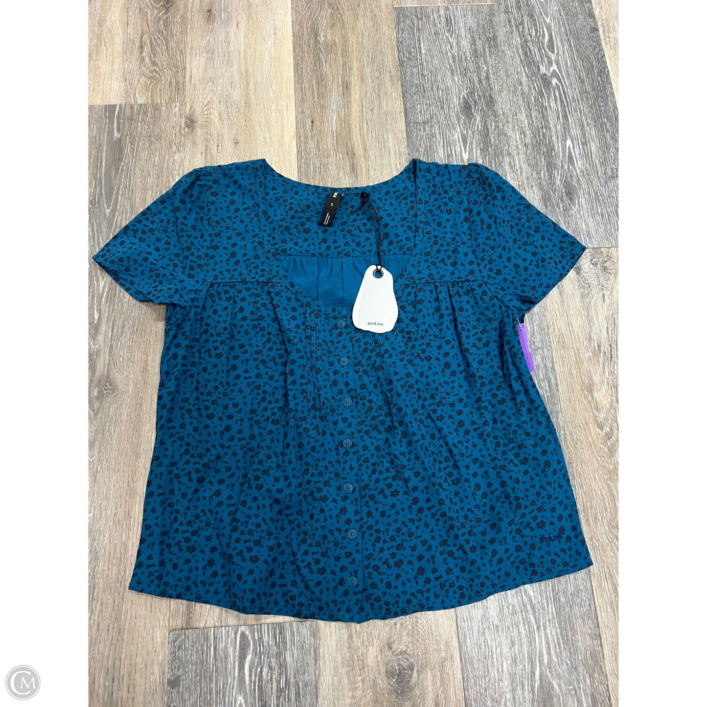 Blouse Short Sleeve By Prana In Blue, Size: S