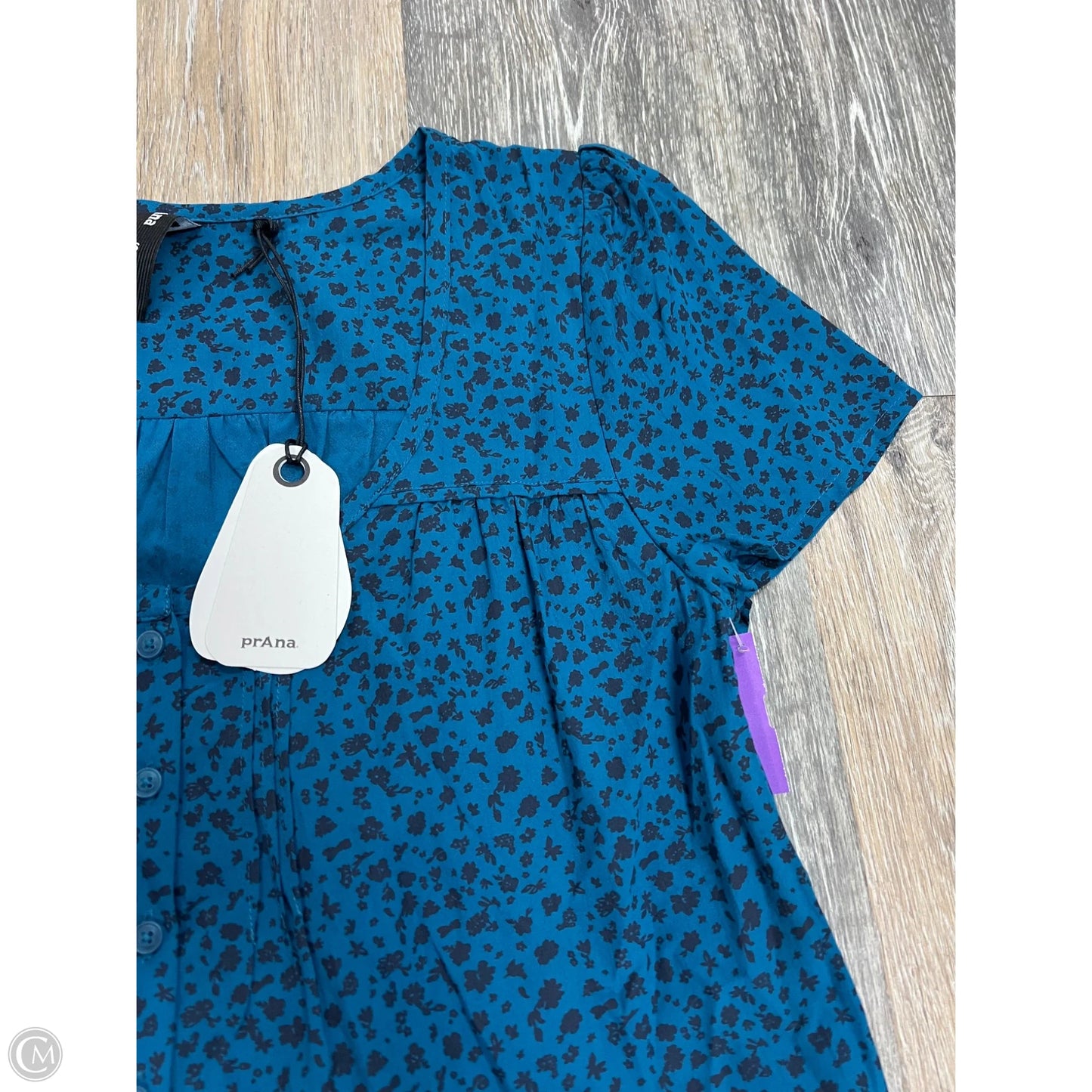 Blouse Short Sleeve By Prana In Blue, Size: S