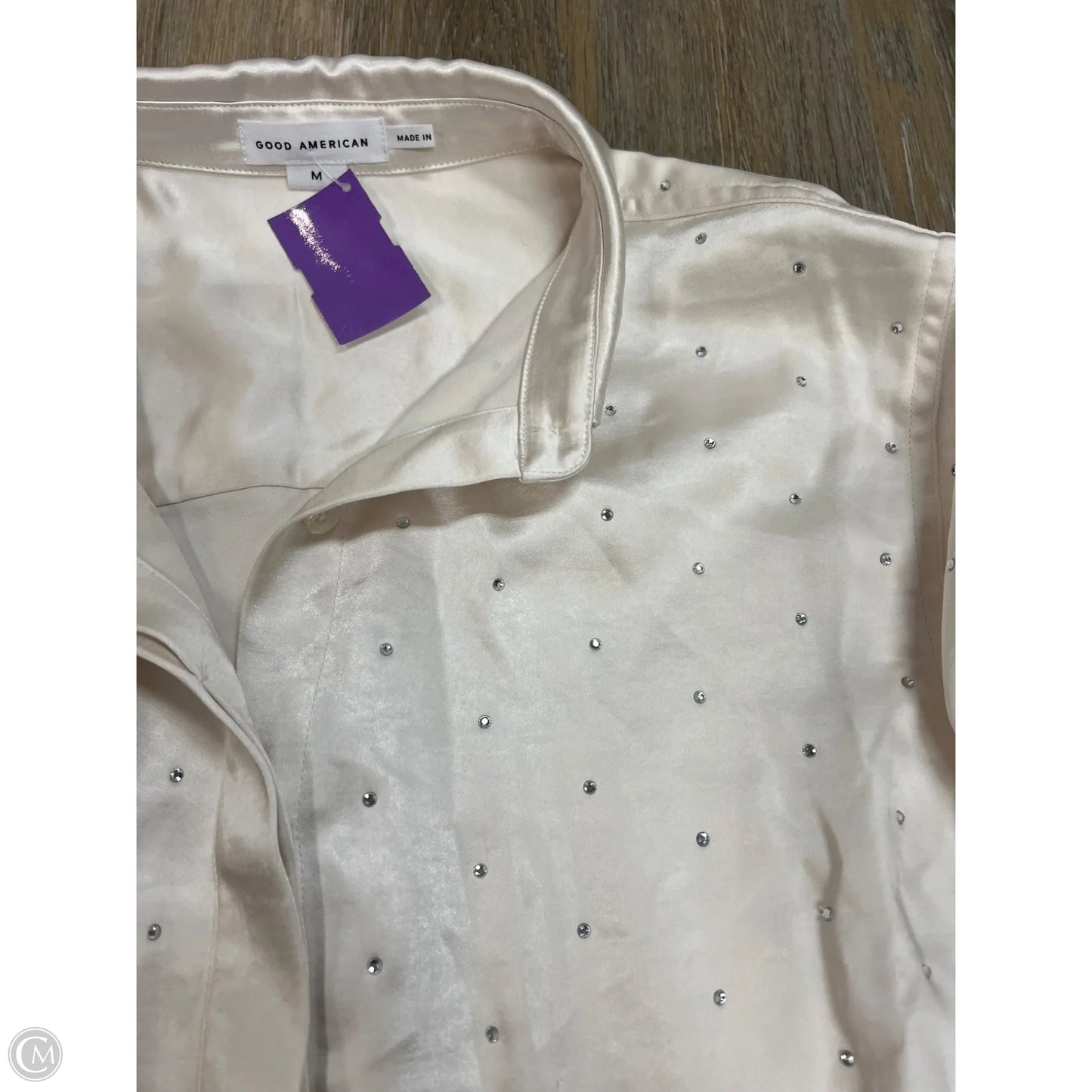 Blouse Long Sleeve By Good American In Cream, Size: M