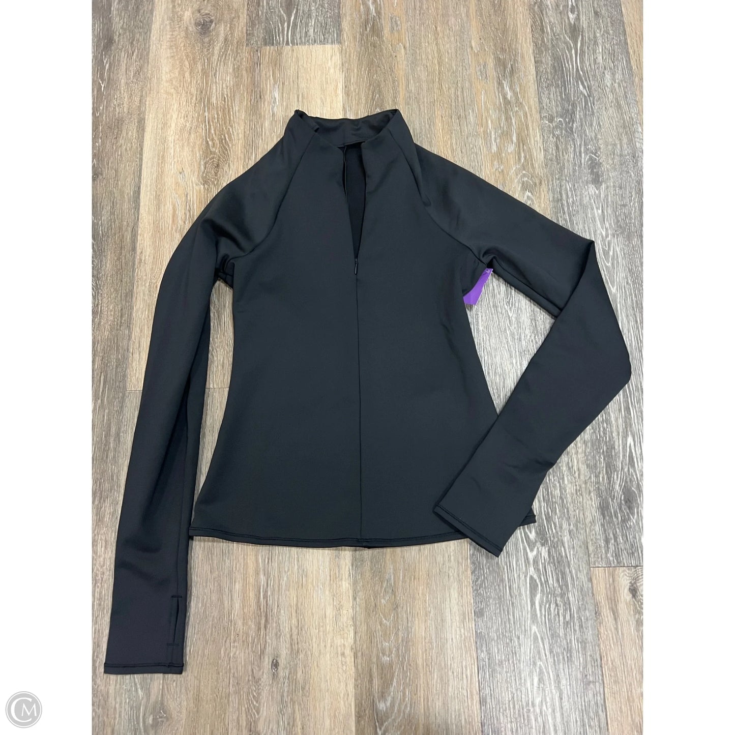 Athletic Top Long Sleeve Collar By Alo In Black, Size: M