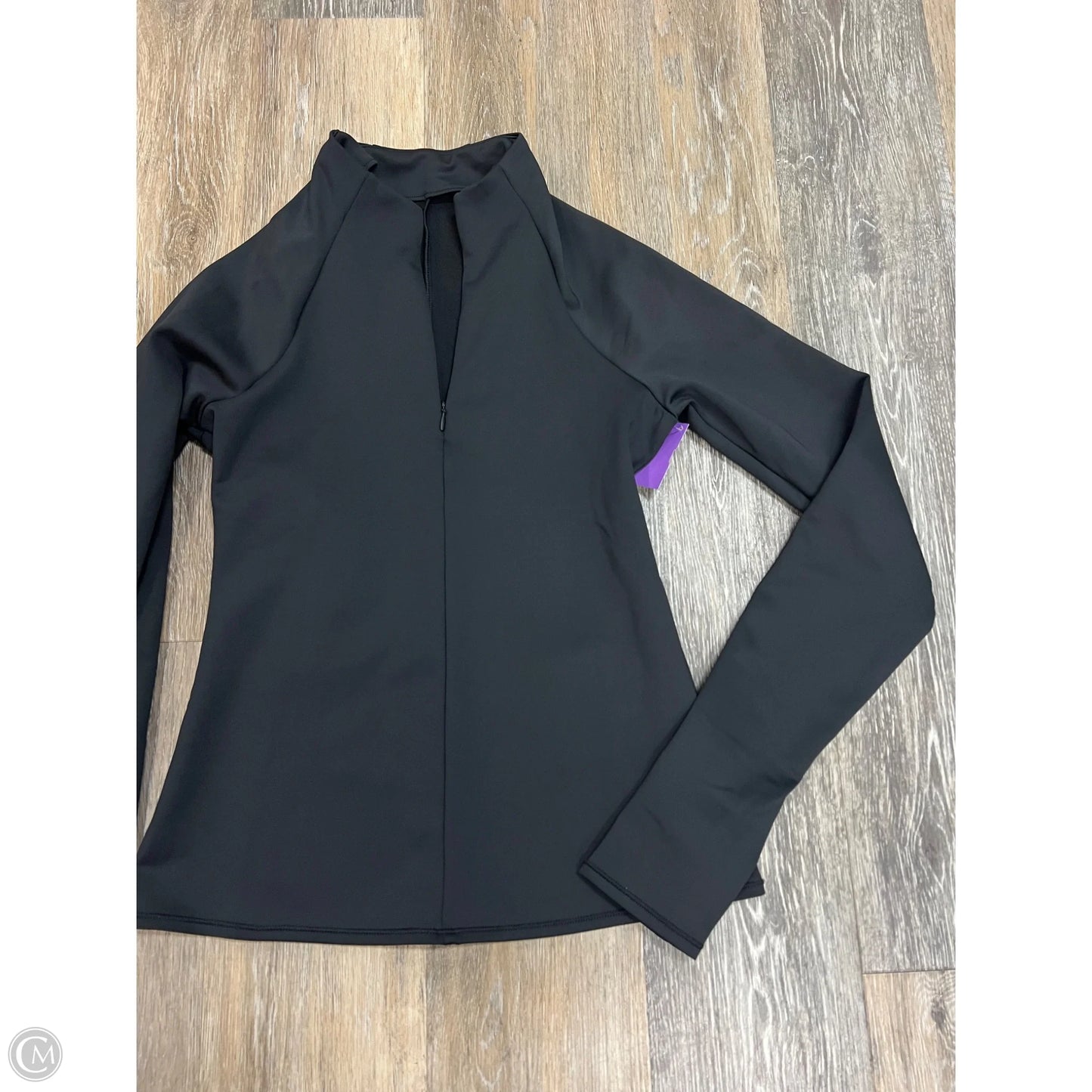 Athletic Top Long Sleeve Collar By Alo In Black, Size: M
