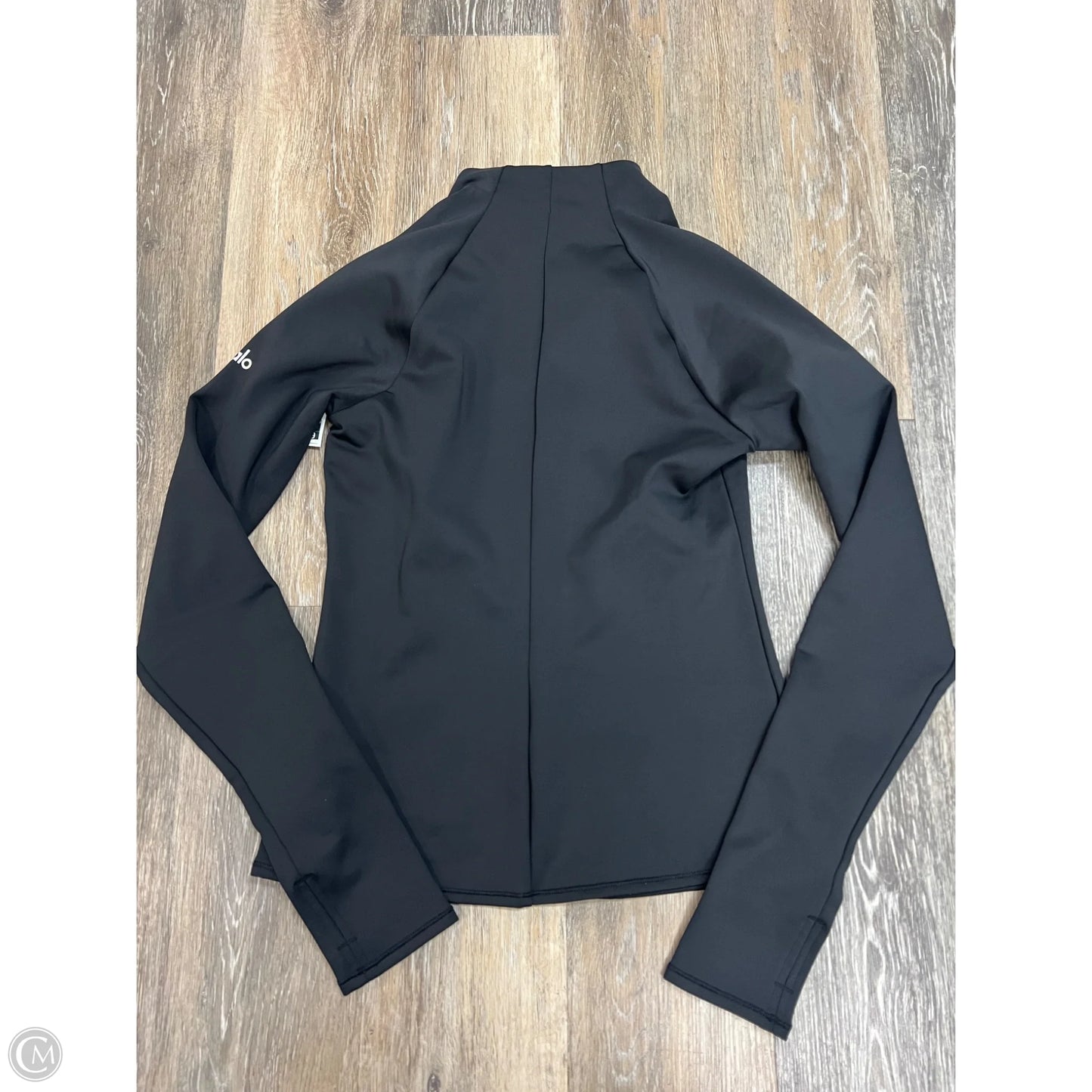Athletic Top Long Sleeve Collar By Alo In Black, Size: M