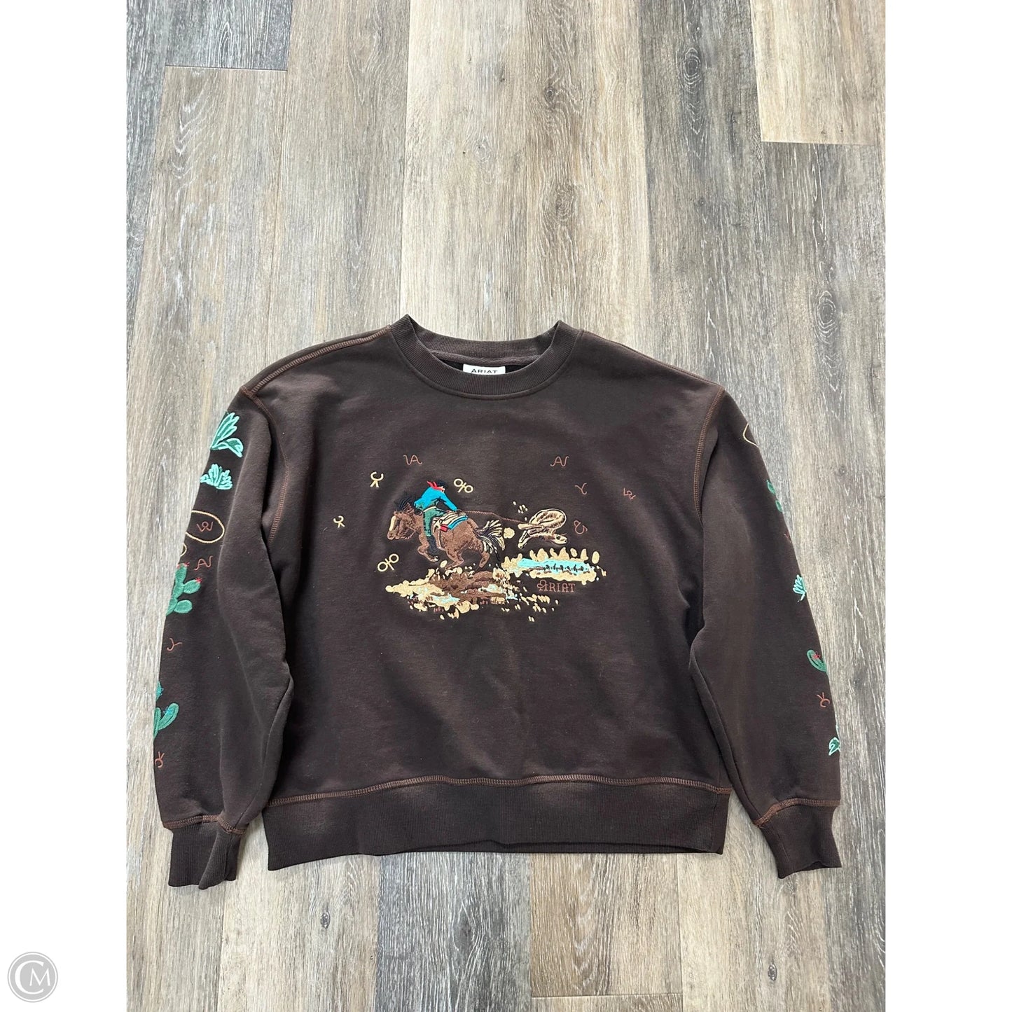 Sweatshirt Crewneck By Ariat In Brown, Size: L