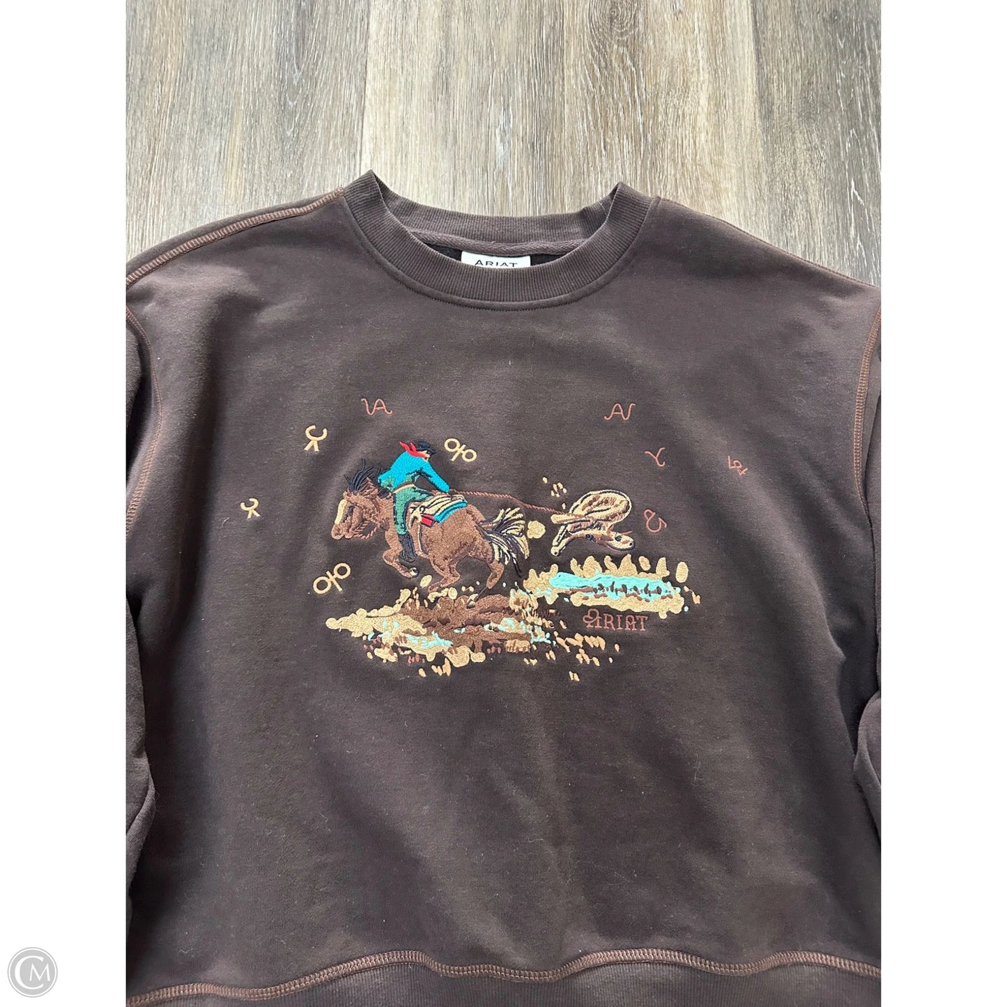 Sweatshirt Crewneck By Ariat In Brown, Size: L