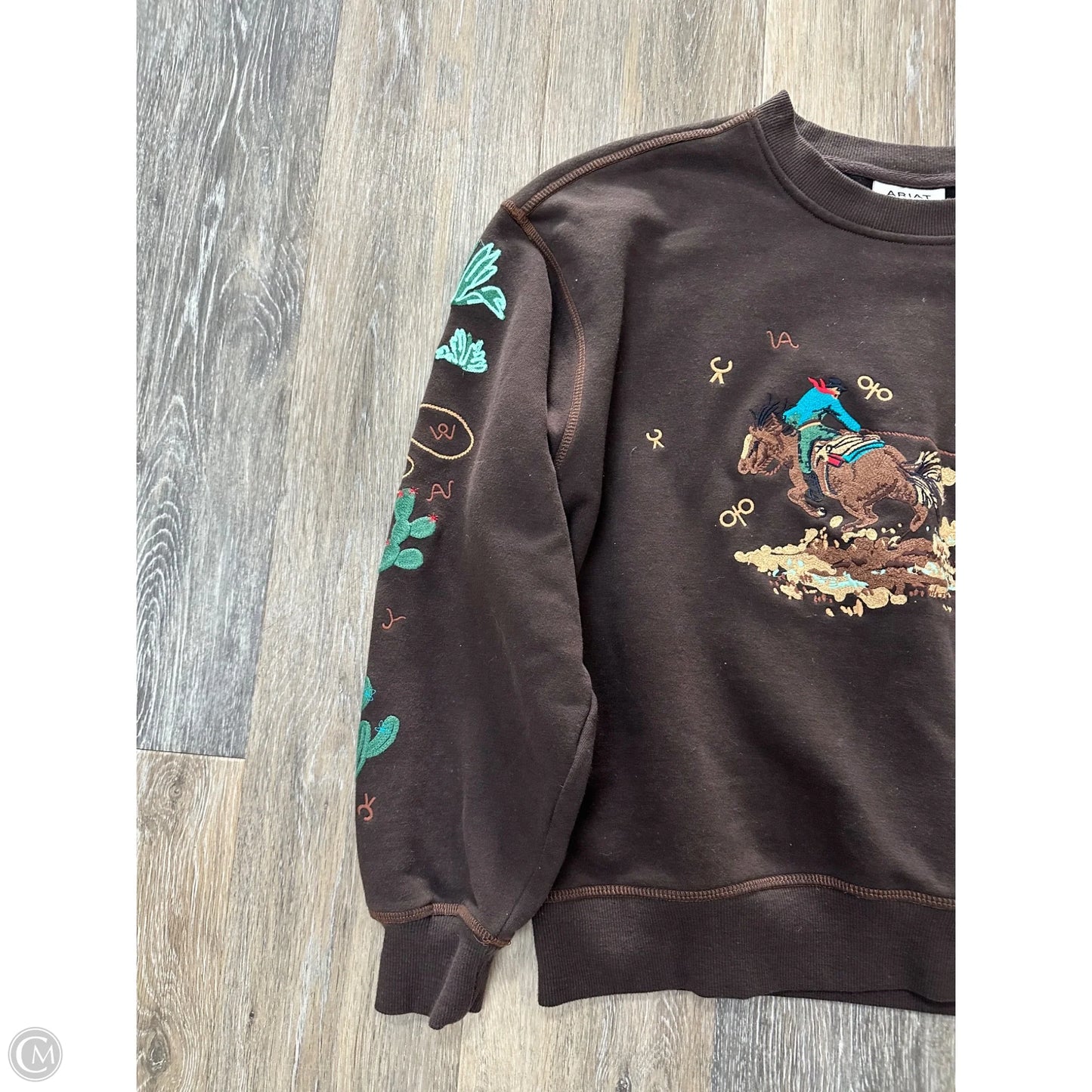 Sweatshirt Crewneck By Ariat In Brown, Size: L