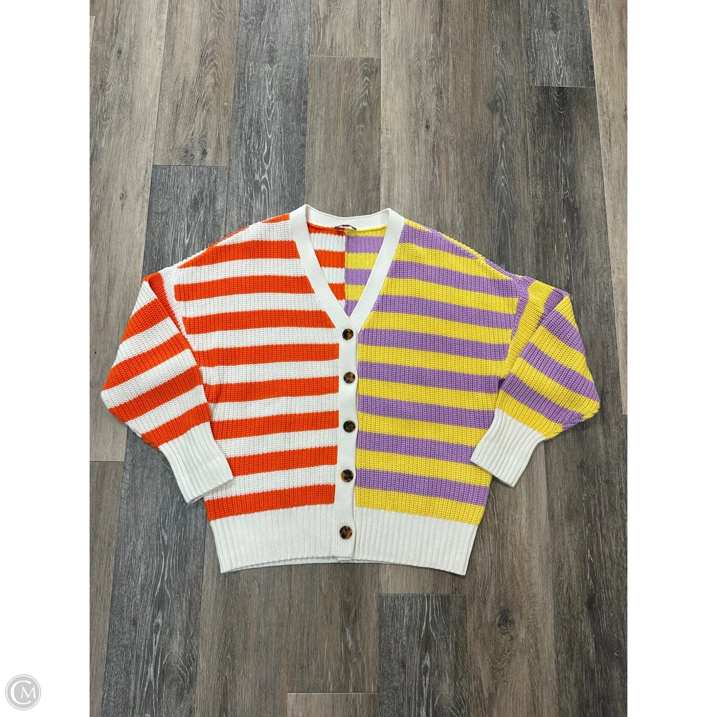 Sweater Cardigan By Staud In Striped Pattern, Size: L