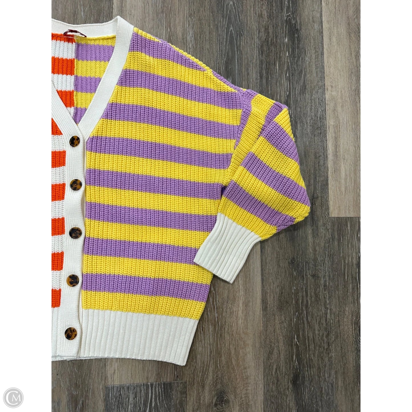 Sweater Cardigan By Staud In Striped Pattern, Size: L