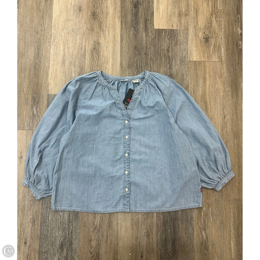 Top Long Sleeve By Levis In Blue Denim, Size: L