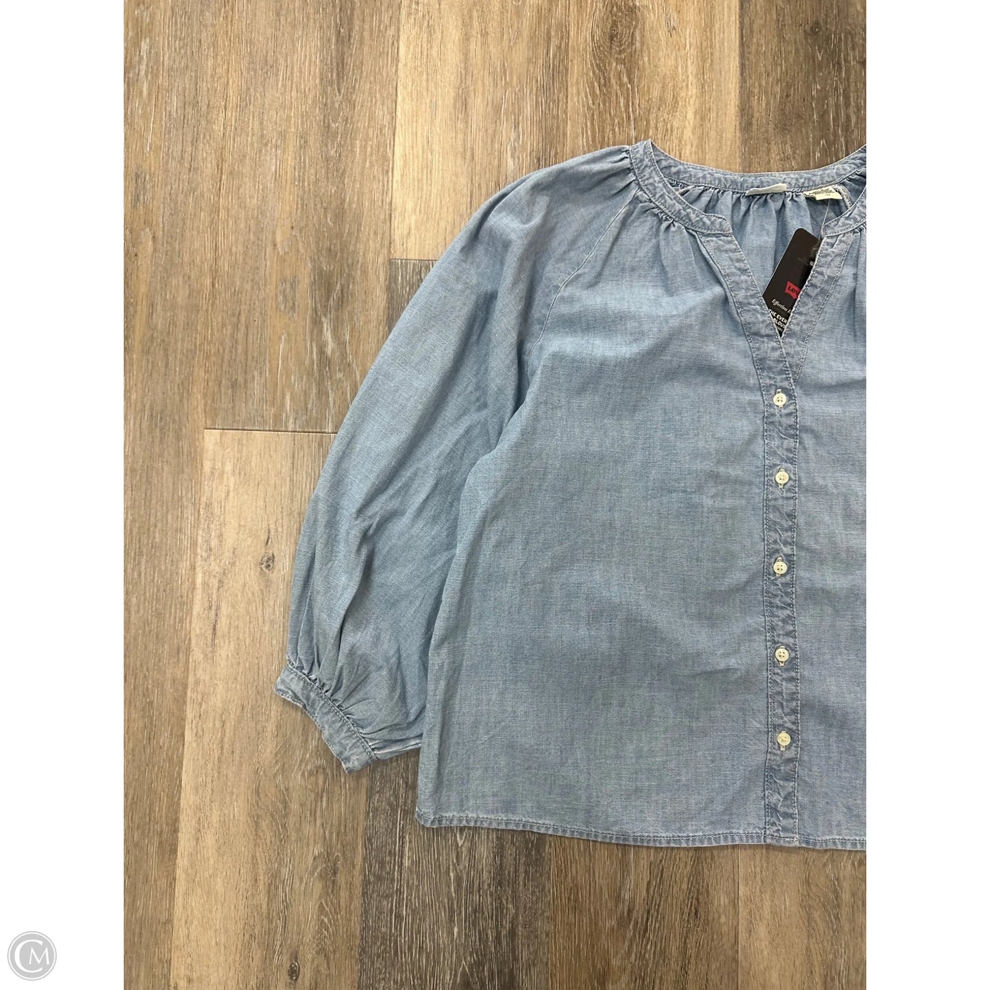 Top Long Sleeve By Levis In Blue Denim, Size: L