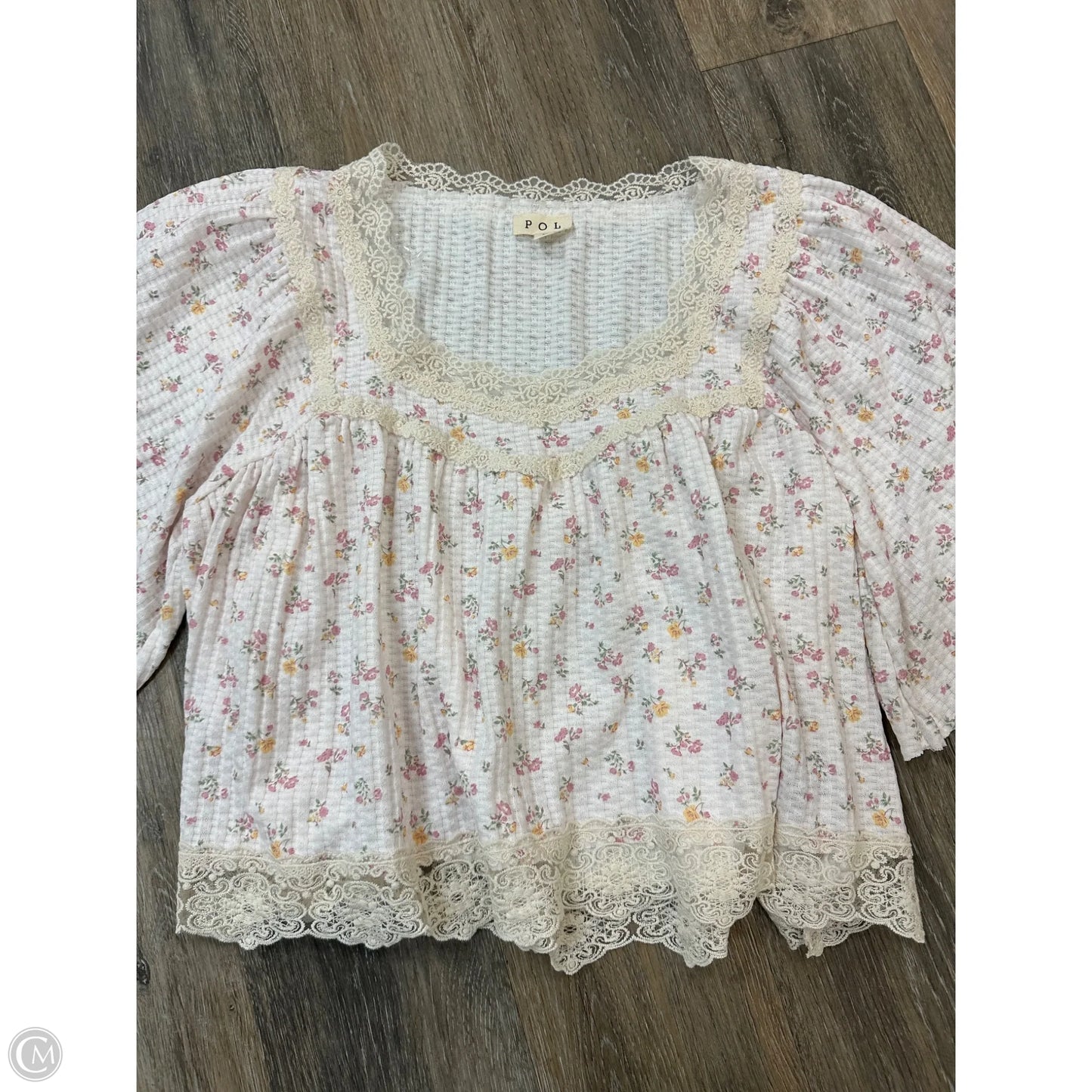 Top Short Sleeve By Pol In Pink, Size: L