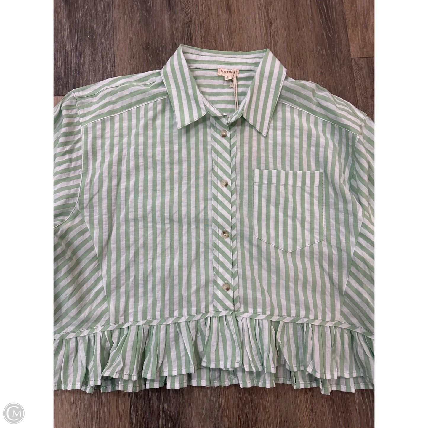 Blouse 3/4 Sleeve By Hem & Thread In Striped Pattern, Size: L