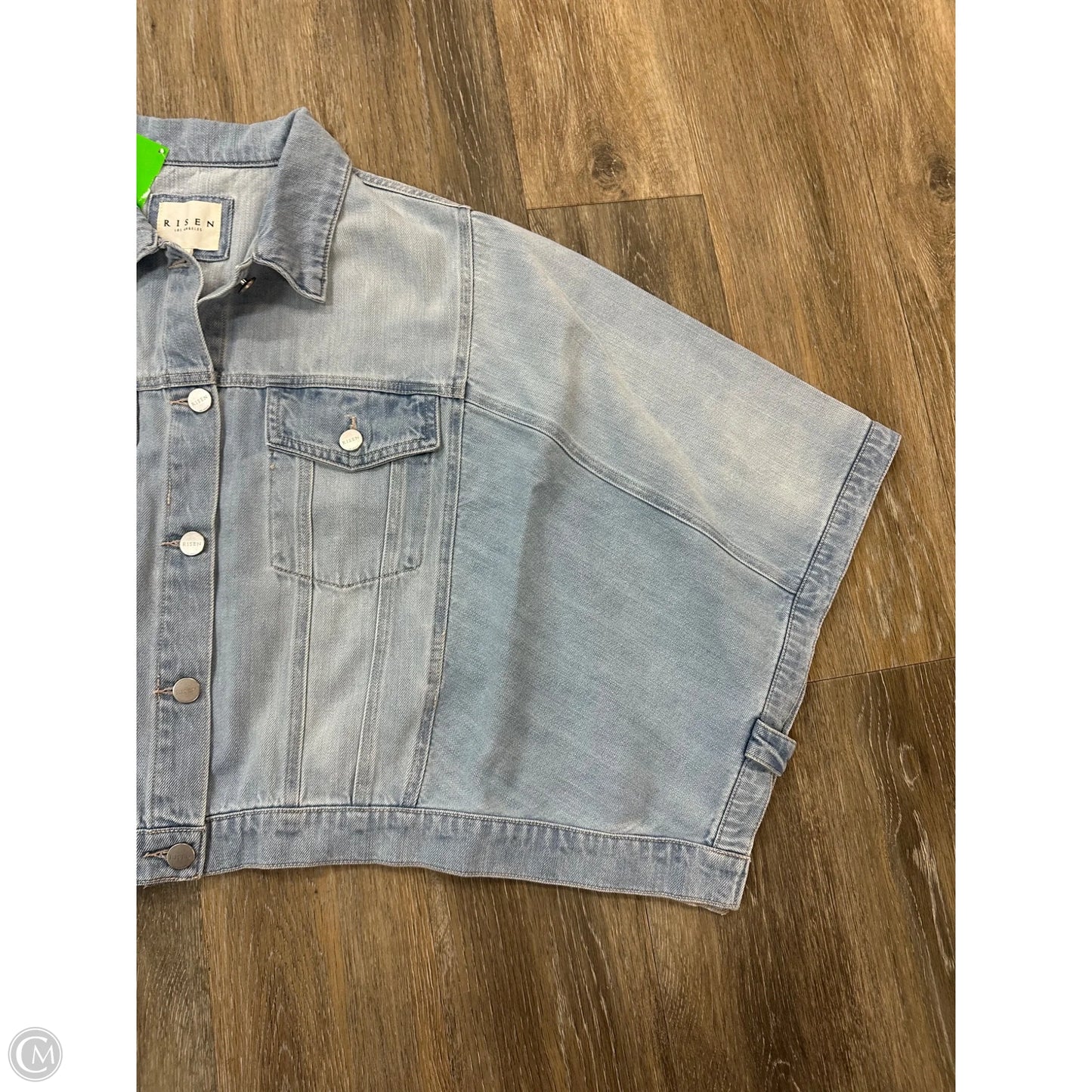 Top Short Sleeve By Risen In Blue Denim, Size: L