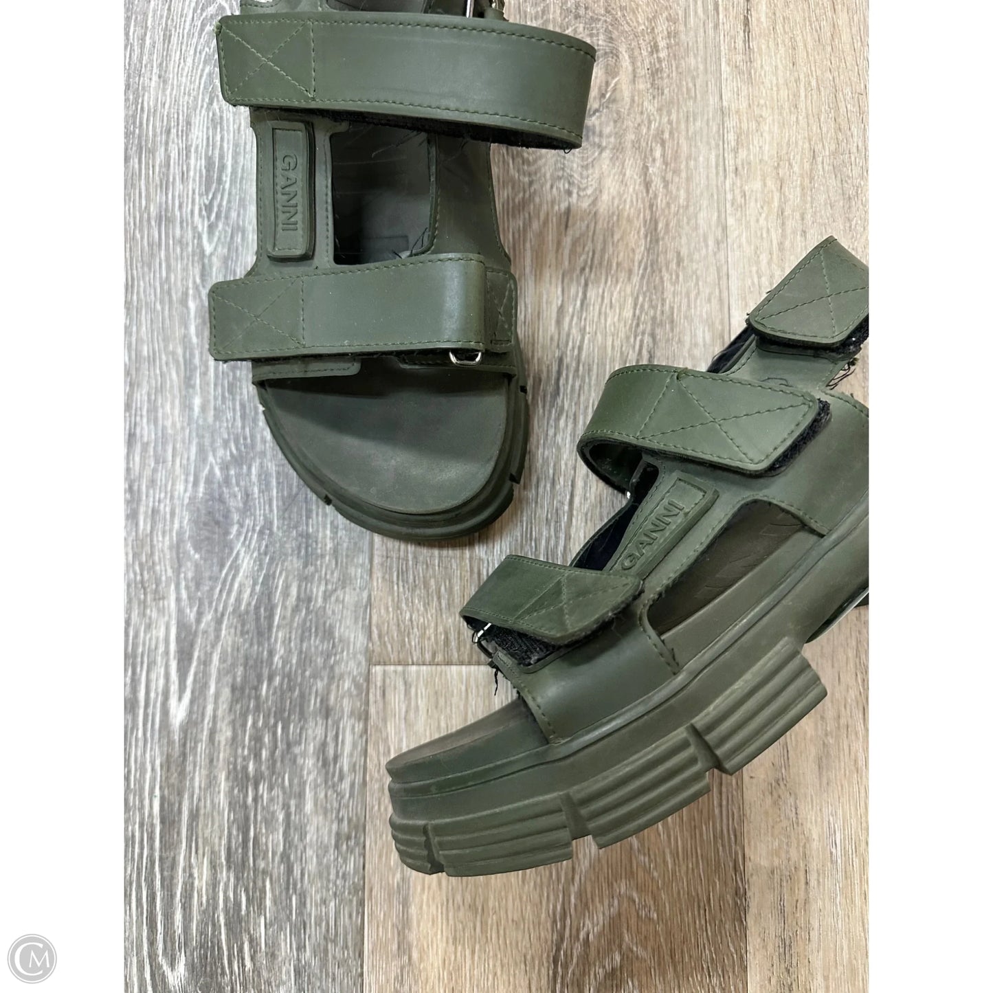 Sandals Heels Block By Ganni In Green, Size: 7.5