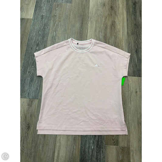Athletic Top Short Sleeve By Adidas In Pink, Size: L