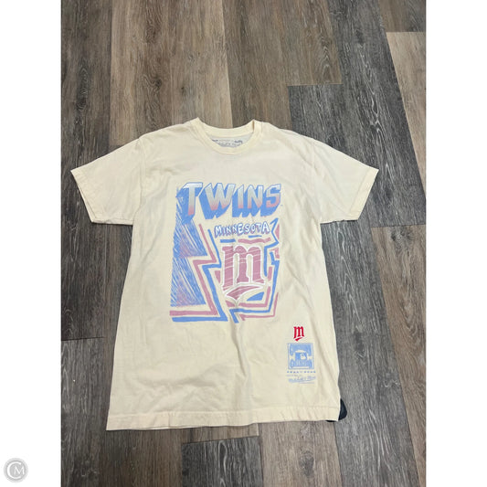 Top Short Sleeve By Mitchell & Ness In Cream, Size: M