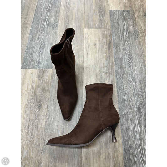 Boots Ankle Heels By Mia In Brown, Size: 9