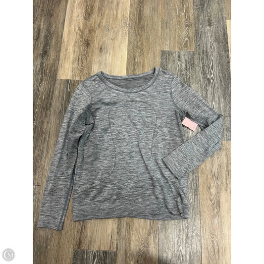 Athletic Top Long Sleeve Collar By Lululemon In Grey, Size: 6