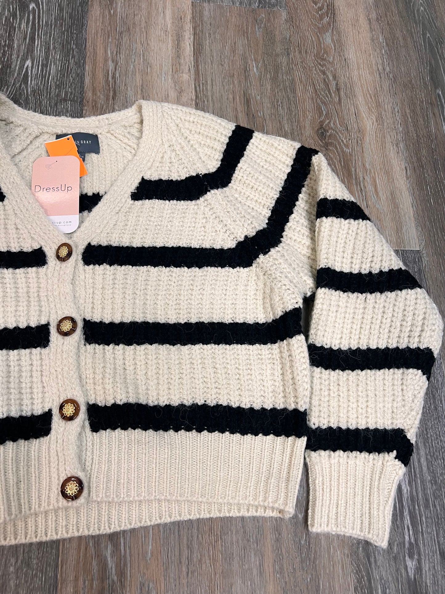 Sweater Cardigan By Hudson Gray In Striped Pattern, Size: L