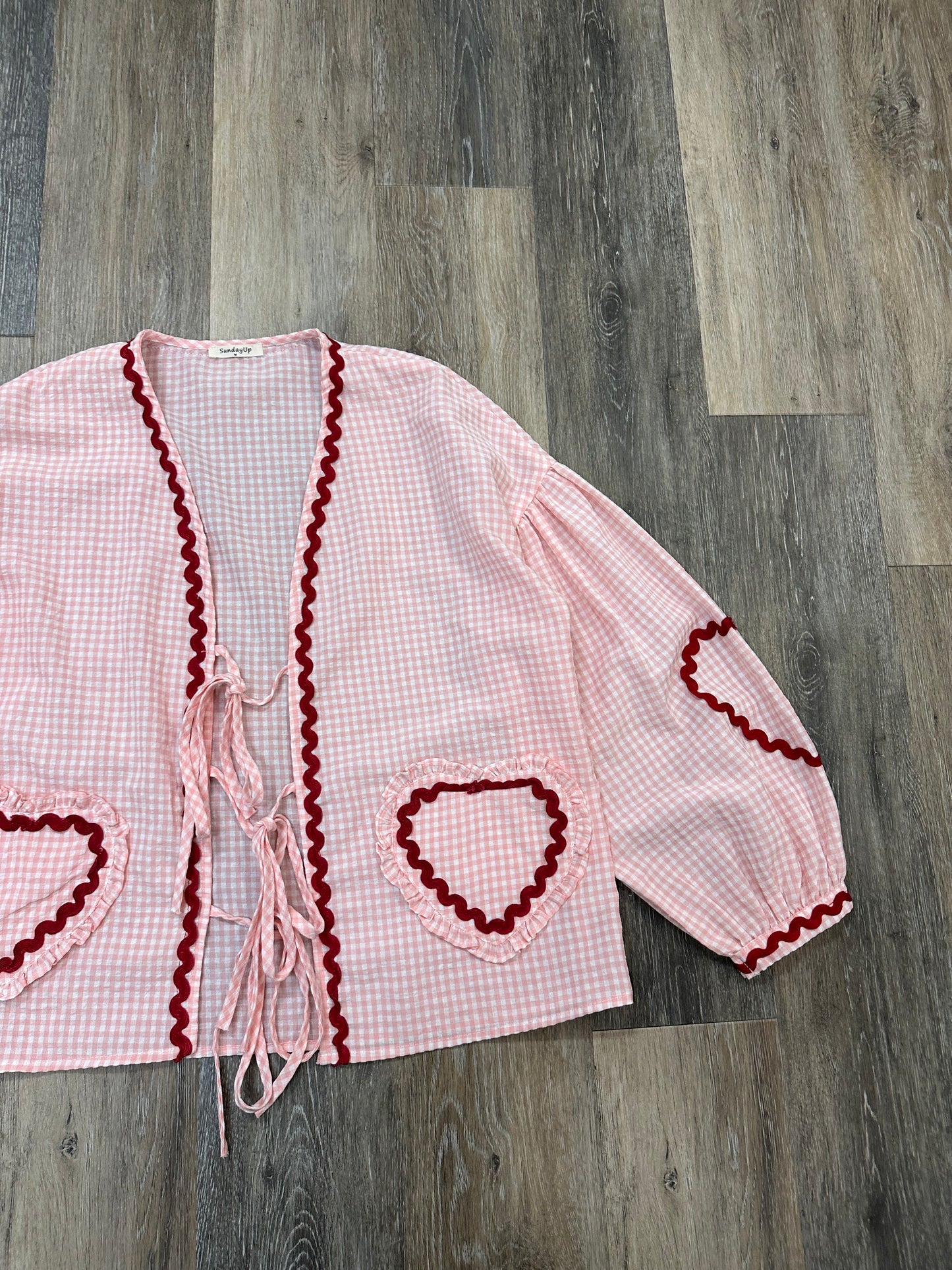 Blouse Long Sleeve By Sunday Up In Pink & Red, Size: M