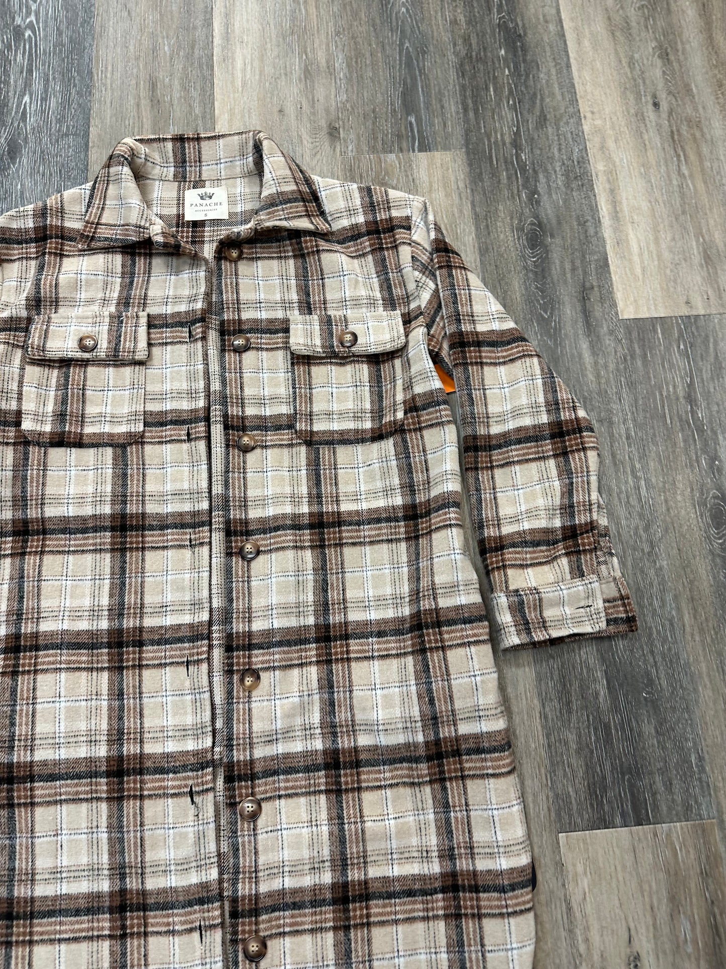 Jacket Shirt By Panache In Plaid Pattern, Size: S