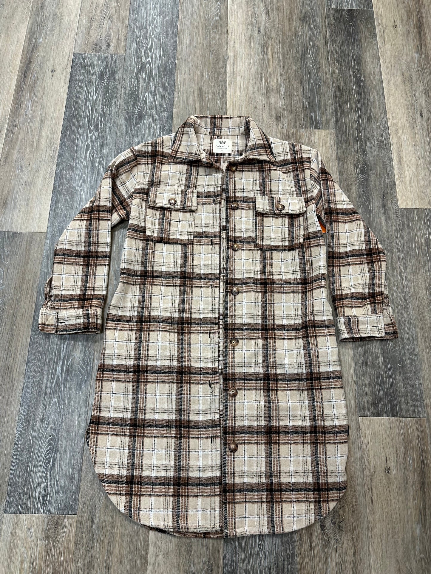 Jacket Shirt By Panache In Plaid Pattern, Size: S