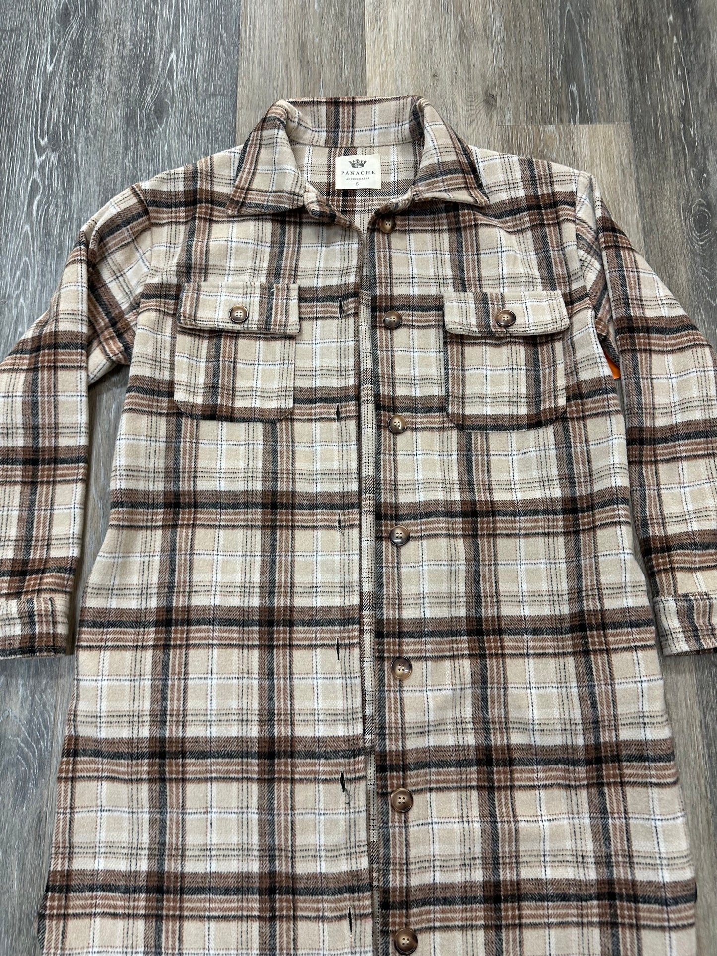 Jacket Shirt By Panache In Plaid Pattern, Size: S