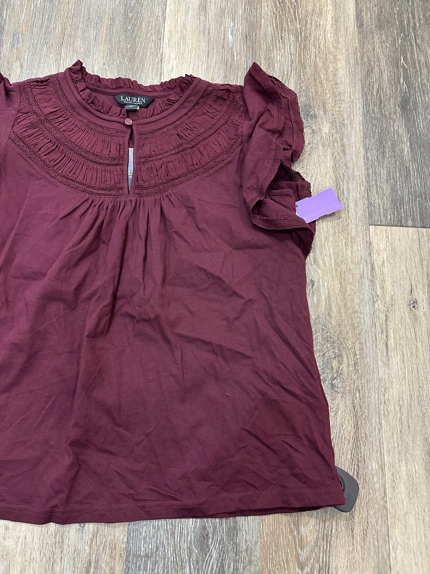 Blouse Short Sleeve By Lauren By Ralph Lauren In Maroon, Size: M