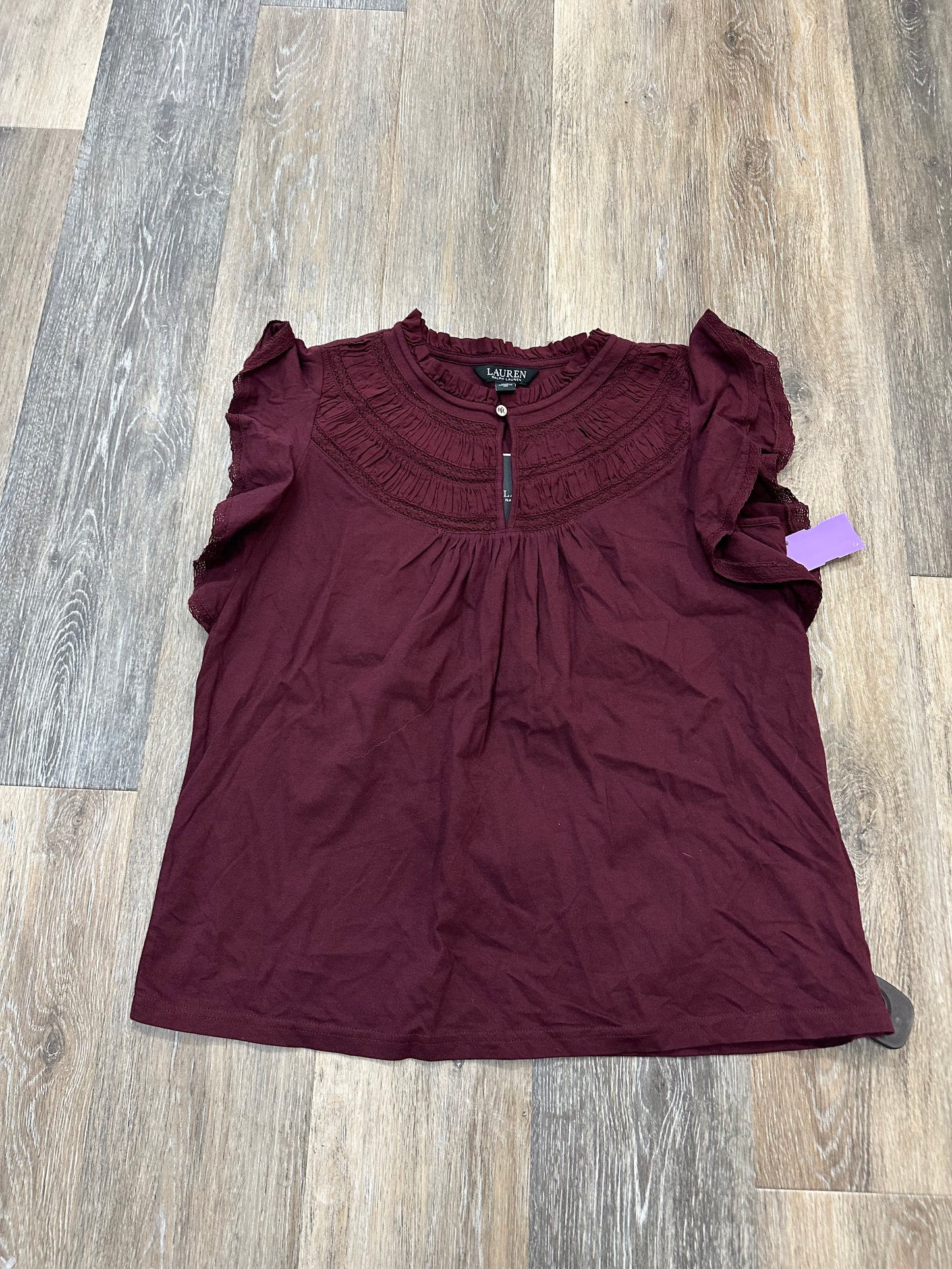 Blouse Short Sleeve By Lauren By Ralph Lauren In Maroon, Size: M