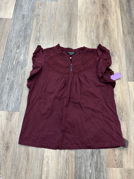 Blouse Short Sleeve By Lauren By Ralph Lauren In Maroon, Size: M