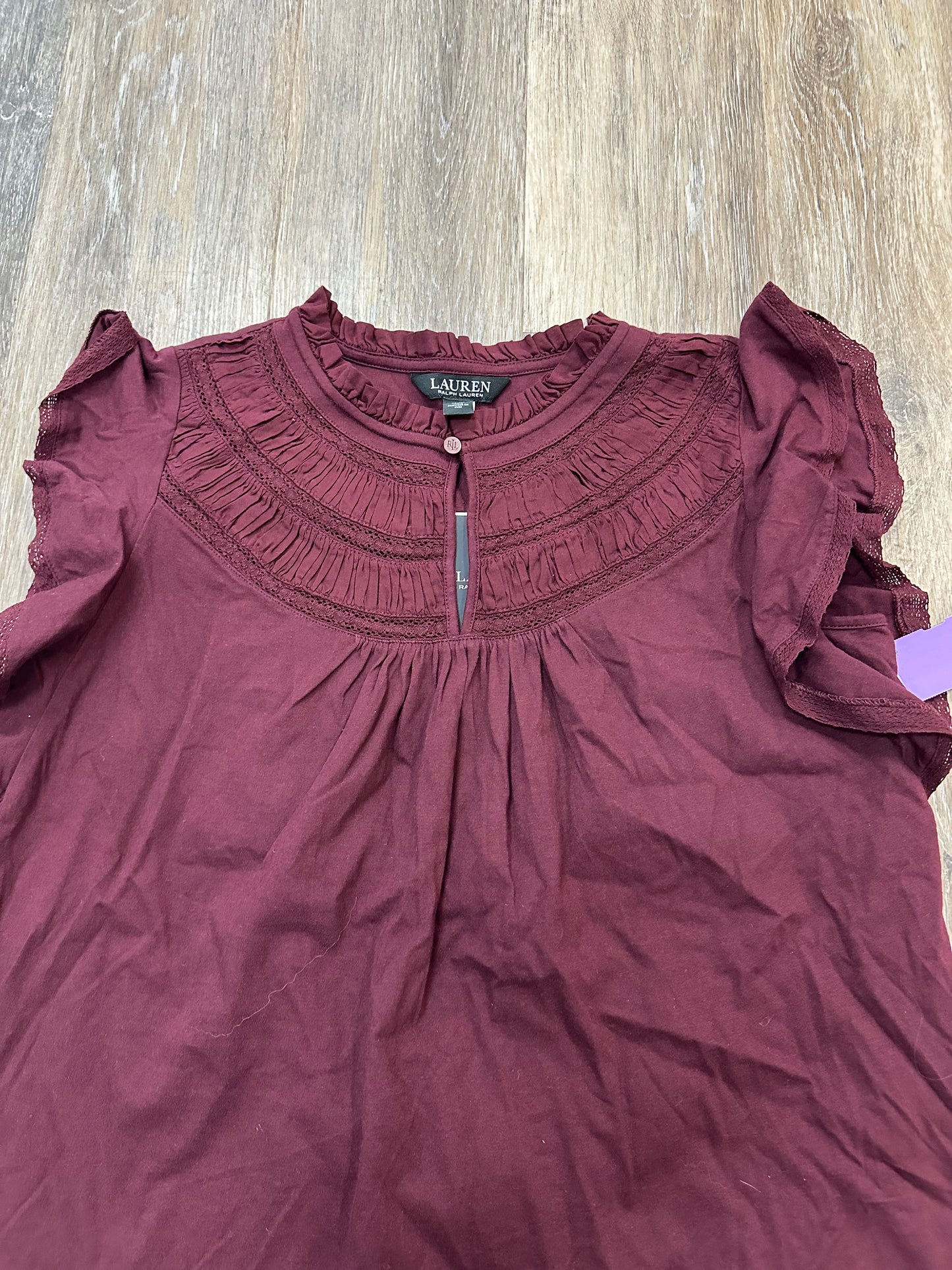 Blouse Short Sleeve By Lauren By Ralph Lauren In Maroon, Size: M